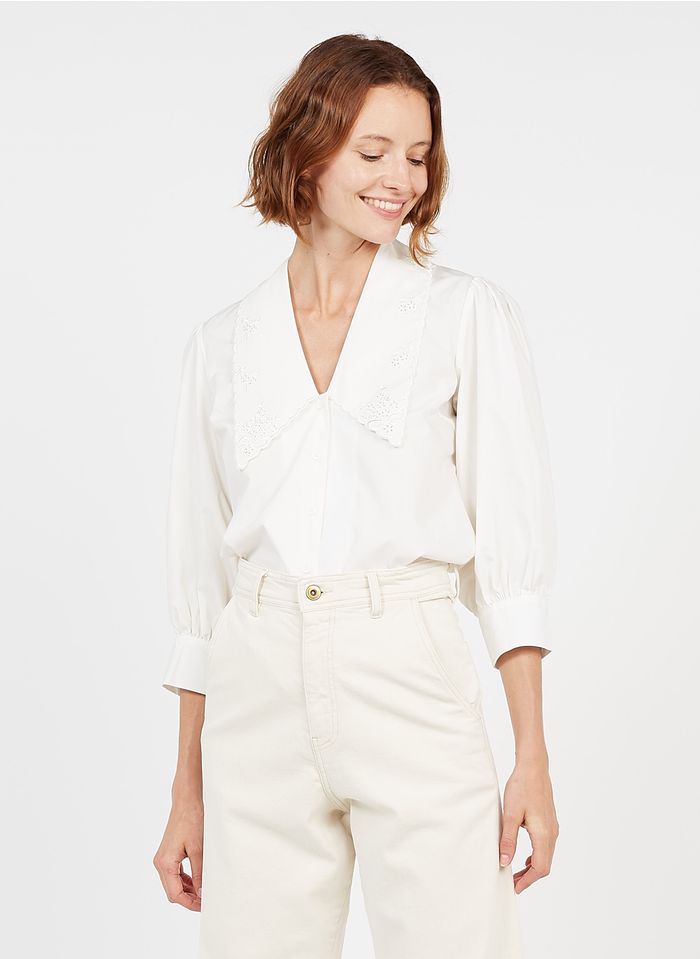 MINIMUM Camisa de algodón con cuello clásico en blanco