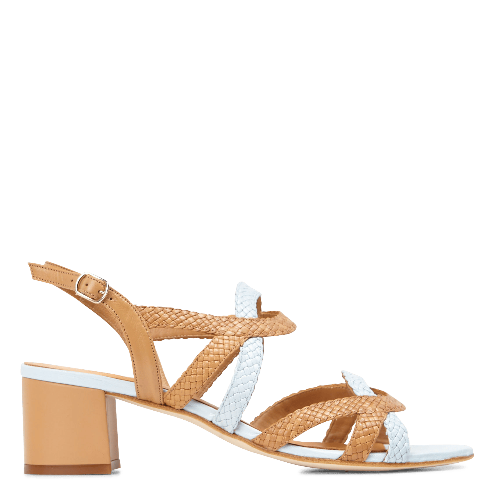 Sandalias De Tacón De Piel Trenzada Natural Adn Baby Blue Naguisa - Mujer |  Place des Tendances