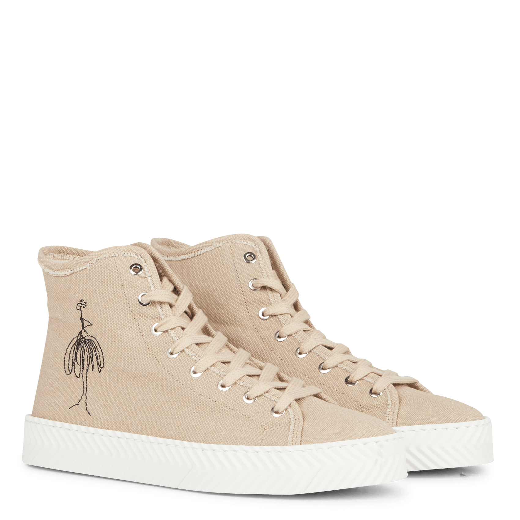 Zapatillas De Deporte Altas Bordadas Beige One Step - Mujer | Place des  Tendances
