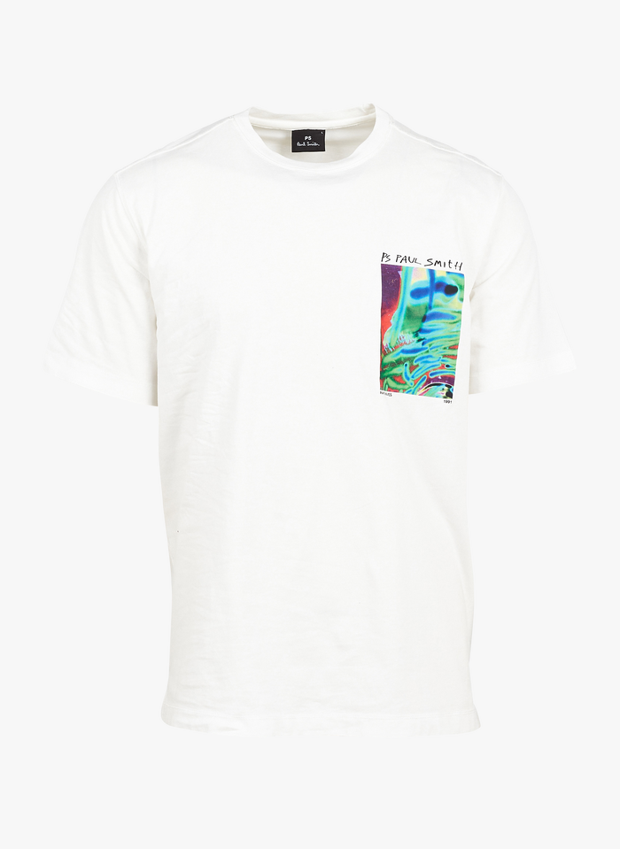PAUL SMITH Camiseta regular fit serigrafiada de algodón con cuello redondo en blanco