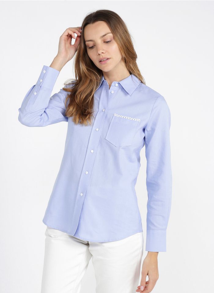 PENNYBLACK Camisa de algodón con cuello clásico en azul