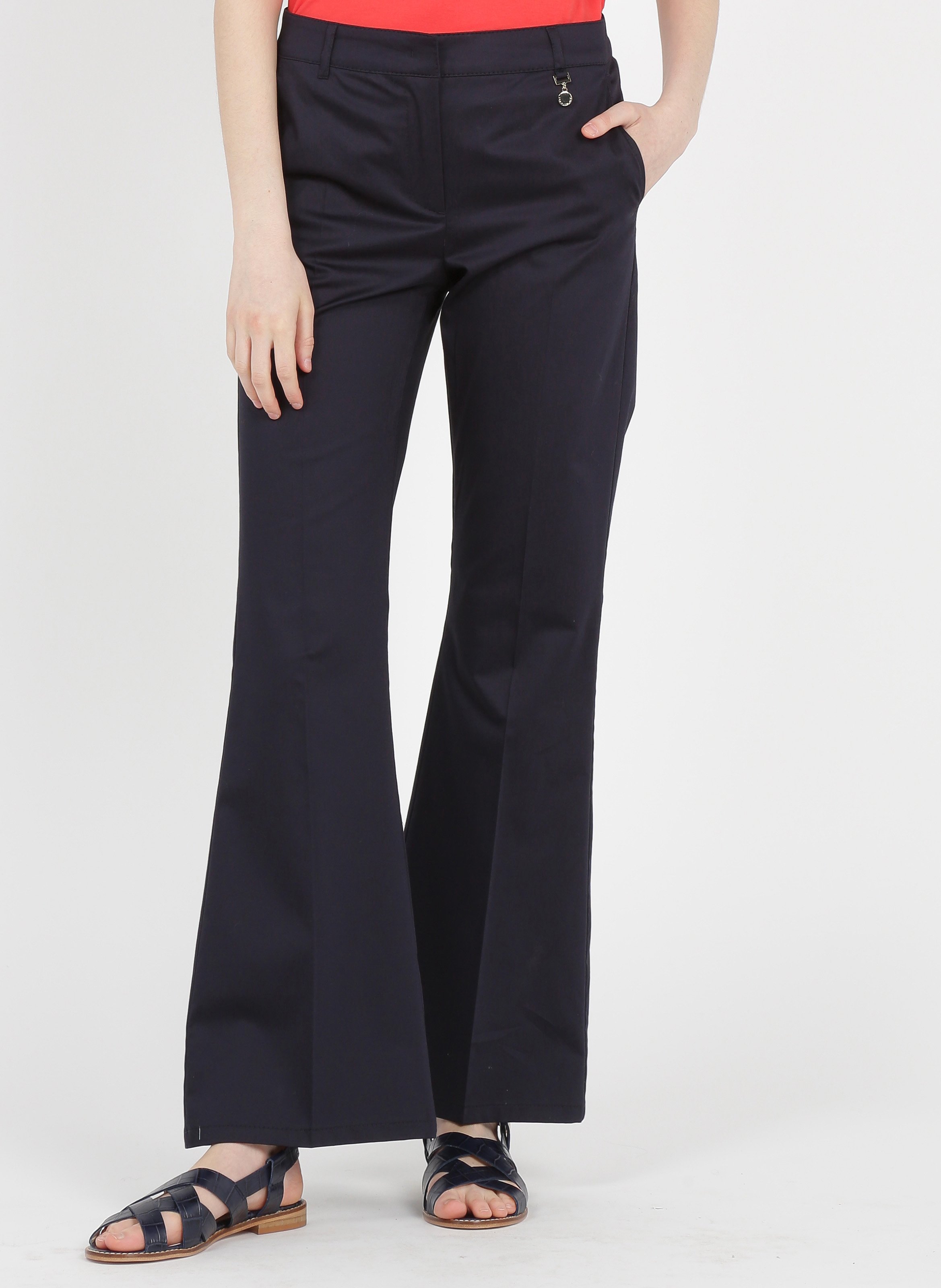 Pantalón Flare De Algodón Elástico Navy Blue Pennyblack - Mujer | Place des  Tendances