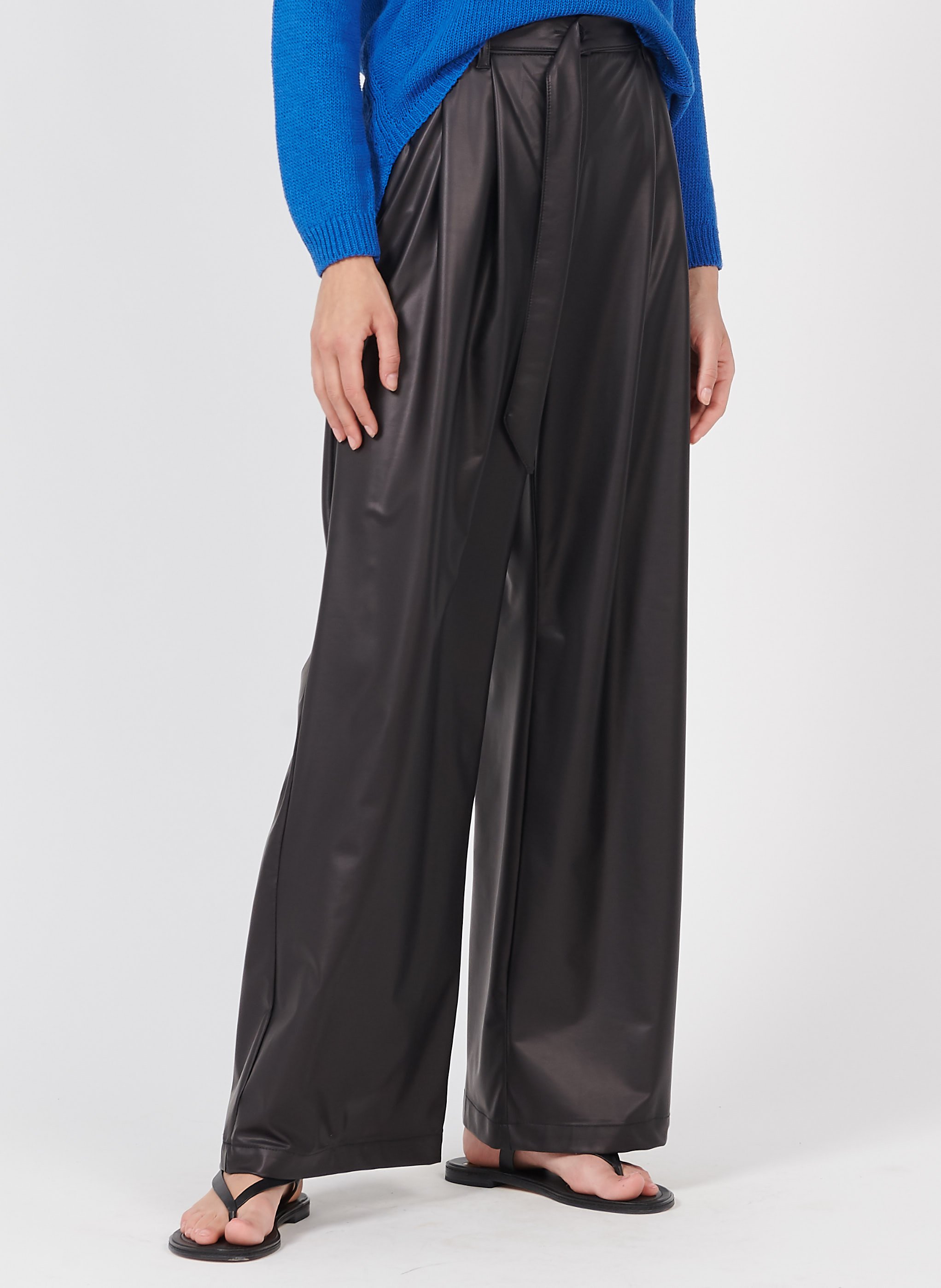 Pantalón Ancho De Polipiel De Talle Alto Nero Please - Mujer | Place des  Tendances