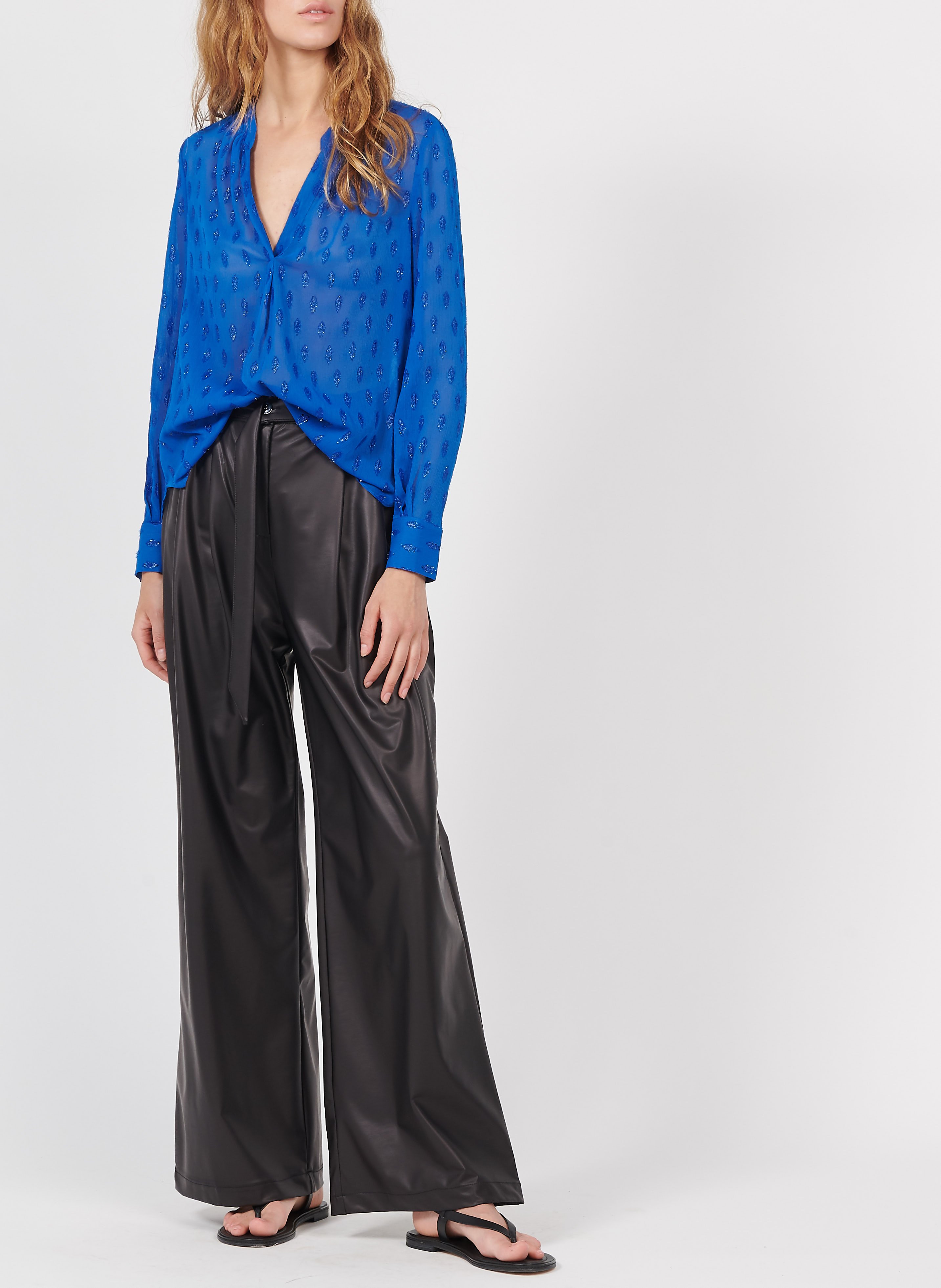 Pantalón ancho de polipiel Cindy | Ropa de Mujer | LaGattara.es