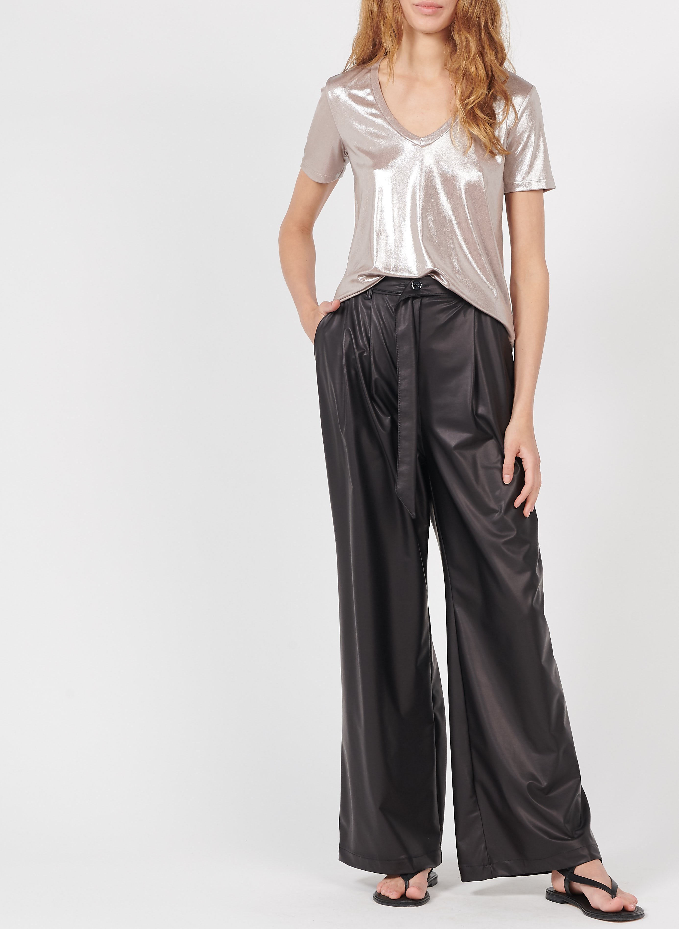 Pantalón ancho de polipiel Cindy