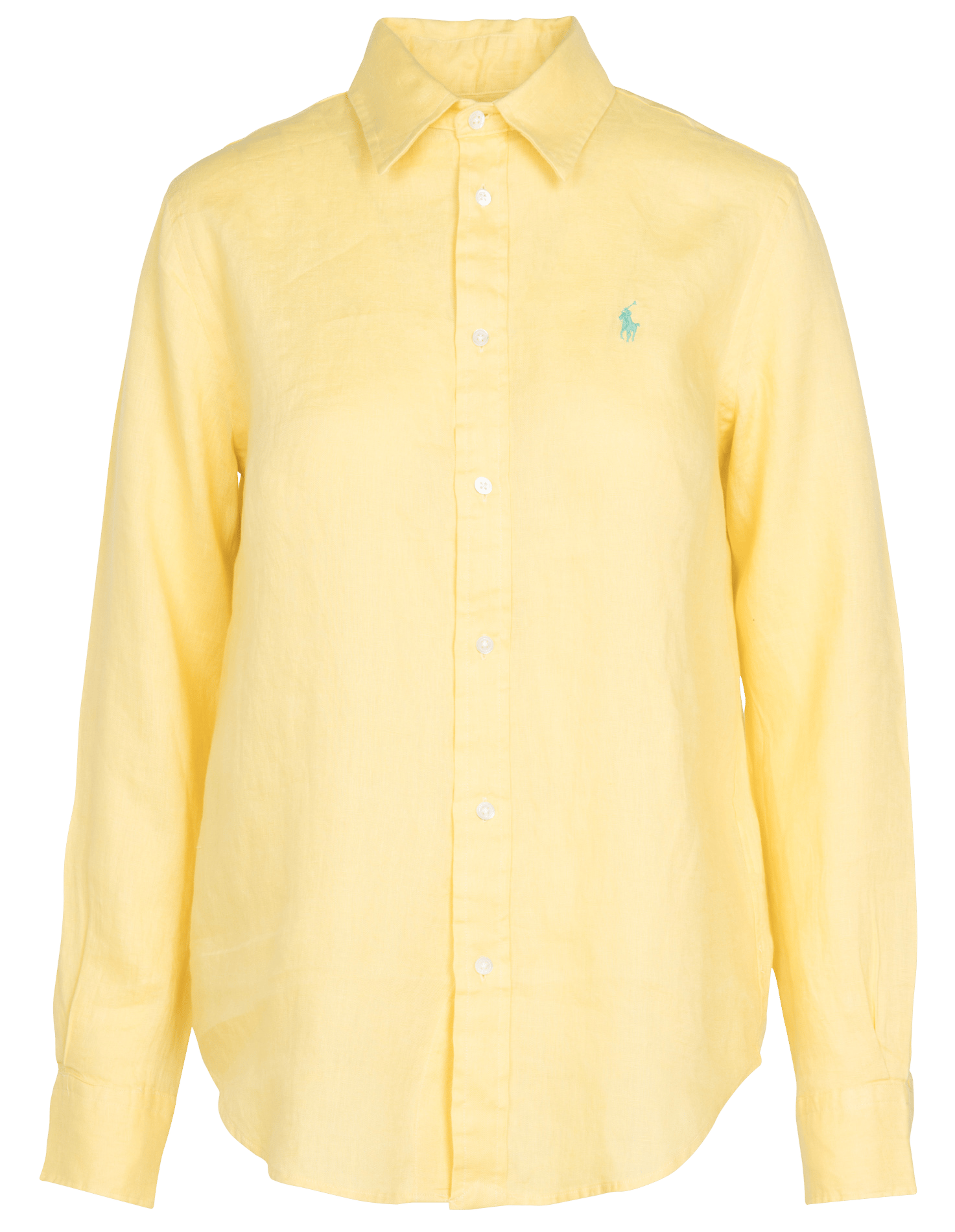 Camisa De Lino Con Cuello Clásico Bright Yellow Polo Ralph Lauren - Mujer |  Place des Tendances