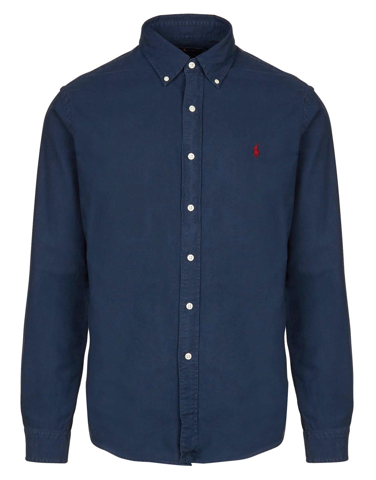 POLO RALPH LAUREN Camisa slim fit de algod n con cuello americano en azul