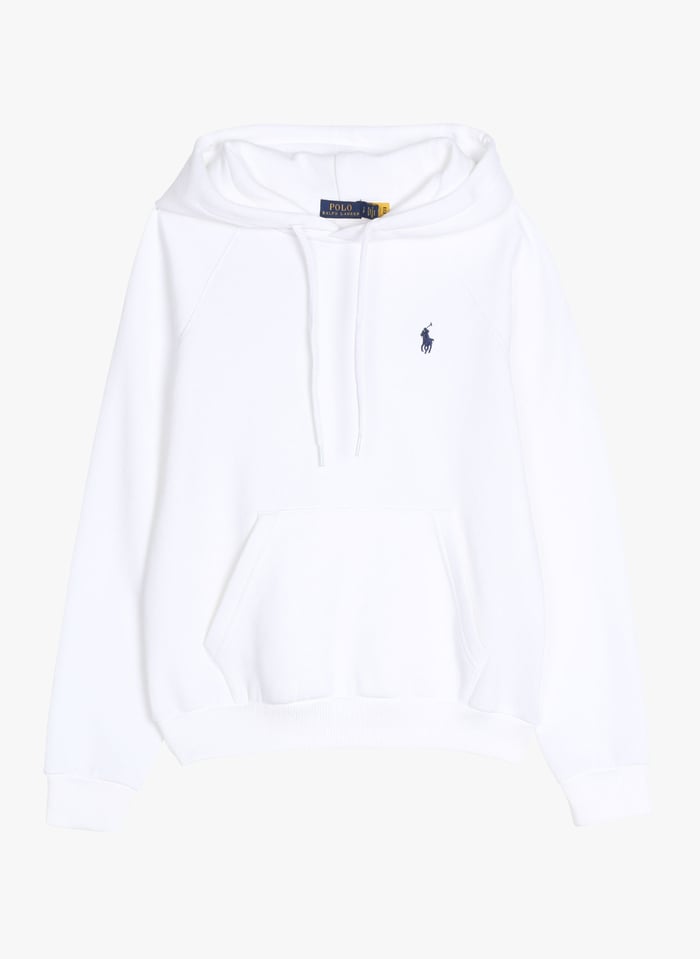 Sudadera bordada de mezcla de algod n con capucha en blanco