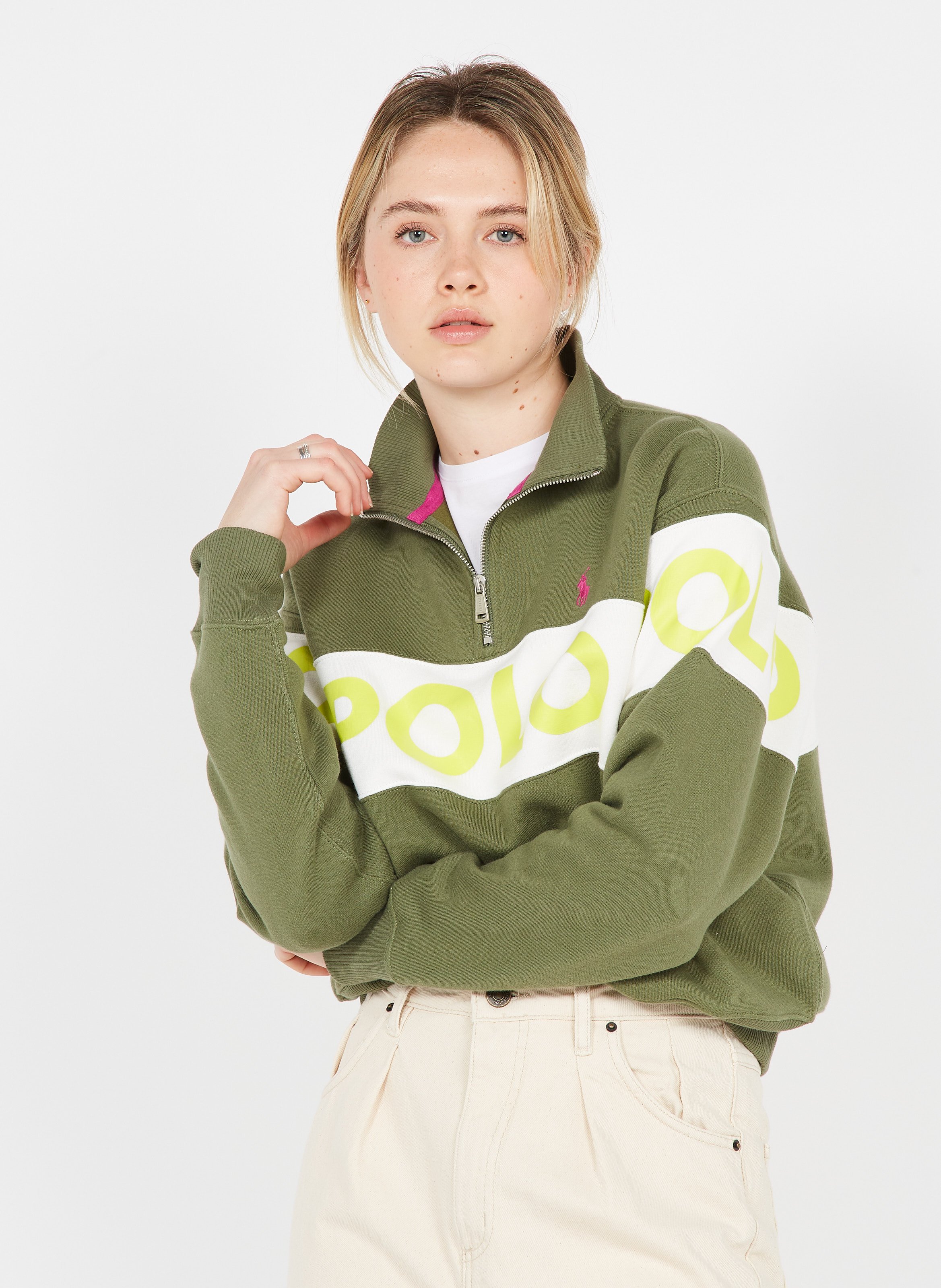 Sudadera De Cuello Alto Serigrafiada Green Polo Ralph Lauren - Mujer |  Place des Tendances