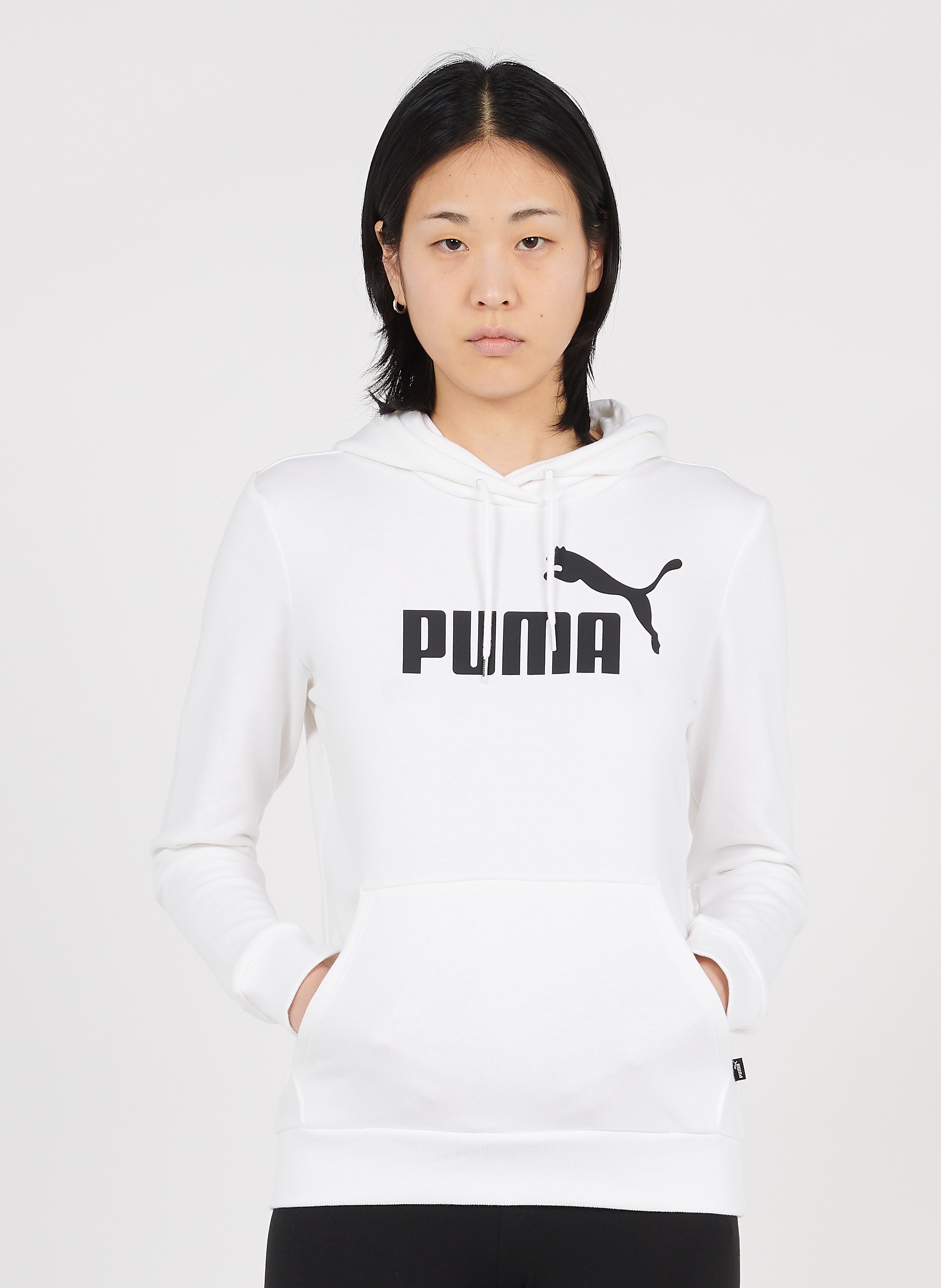 Sudadera De Mezcla De Algodón Serigrafiada Con Capucha Puma White Puma -  Mujer | Place des Tendances