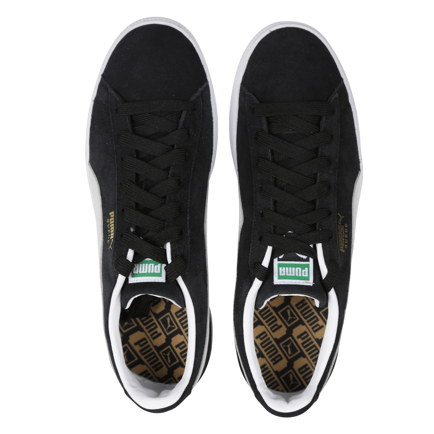puma suede negro con blanco