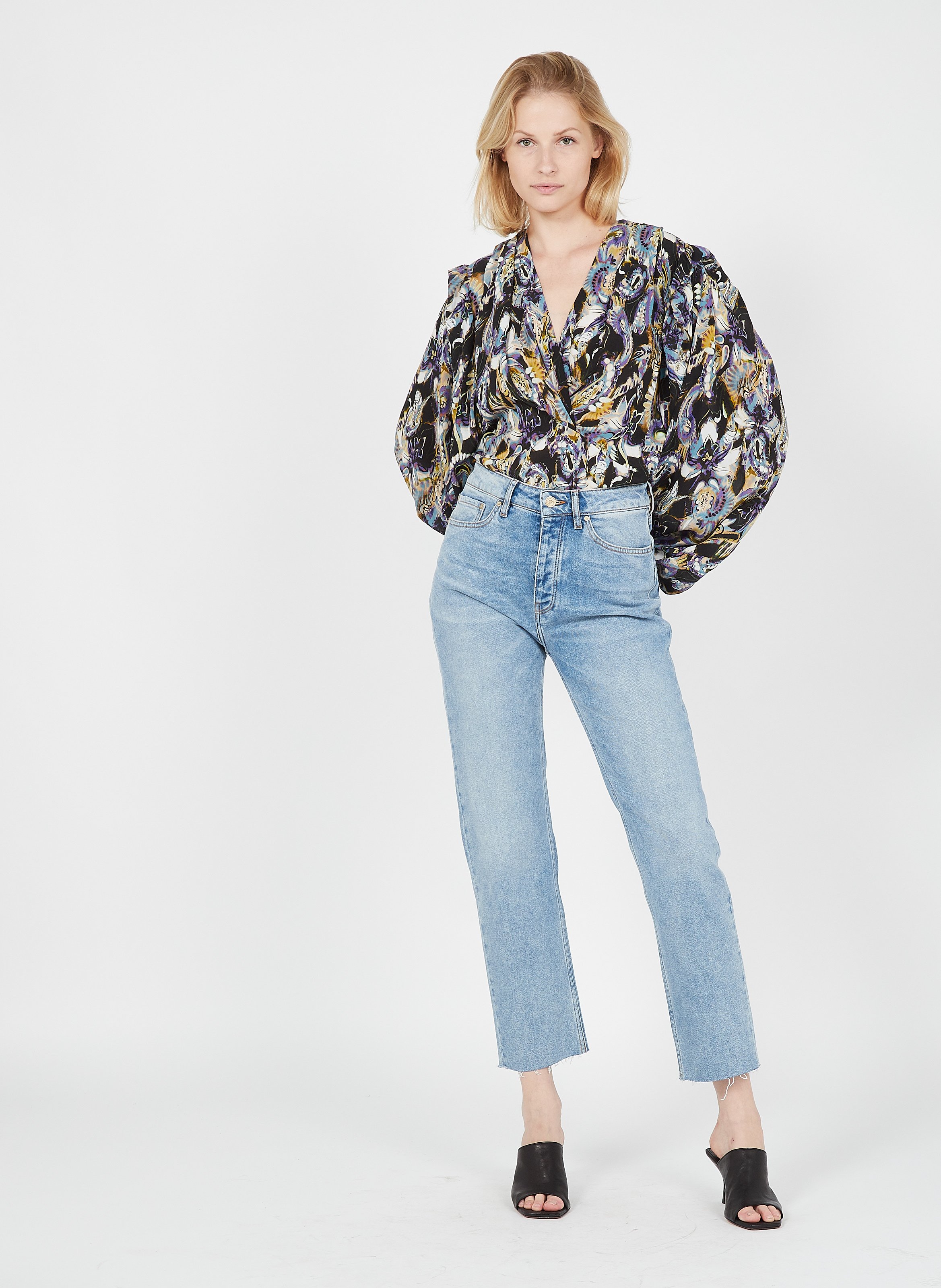 Top De Flores Con Cuello De Pico Black/purple Iro Mujer | Place des Tendances