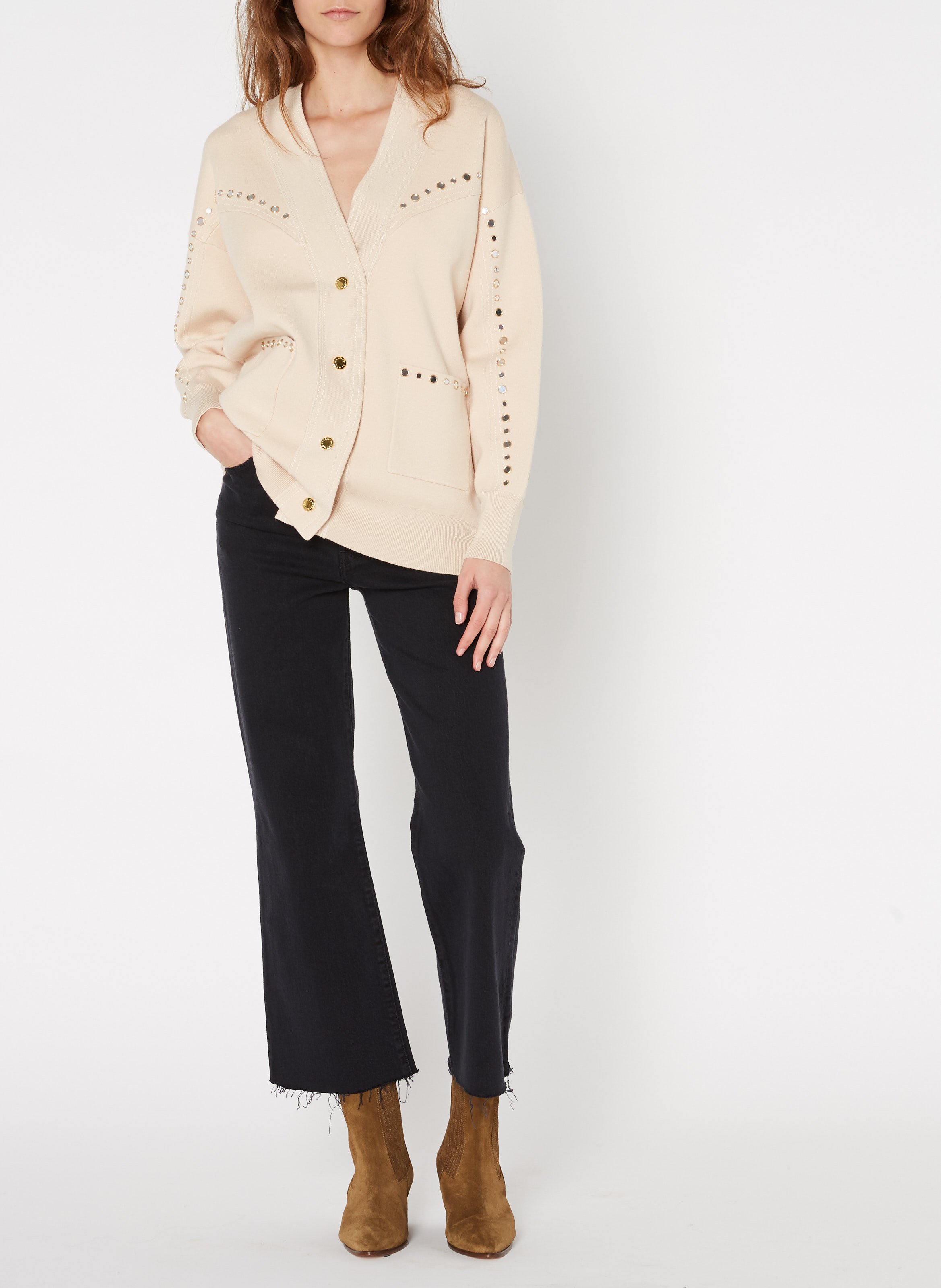 Botines De Piel Kaki Sandro - Mujer | Place des Tendances