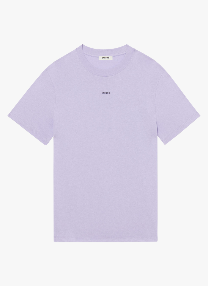 SANDRO Camiseta regular fit de algodón orgánico con cuello redondo en rosa
