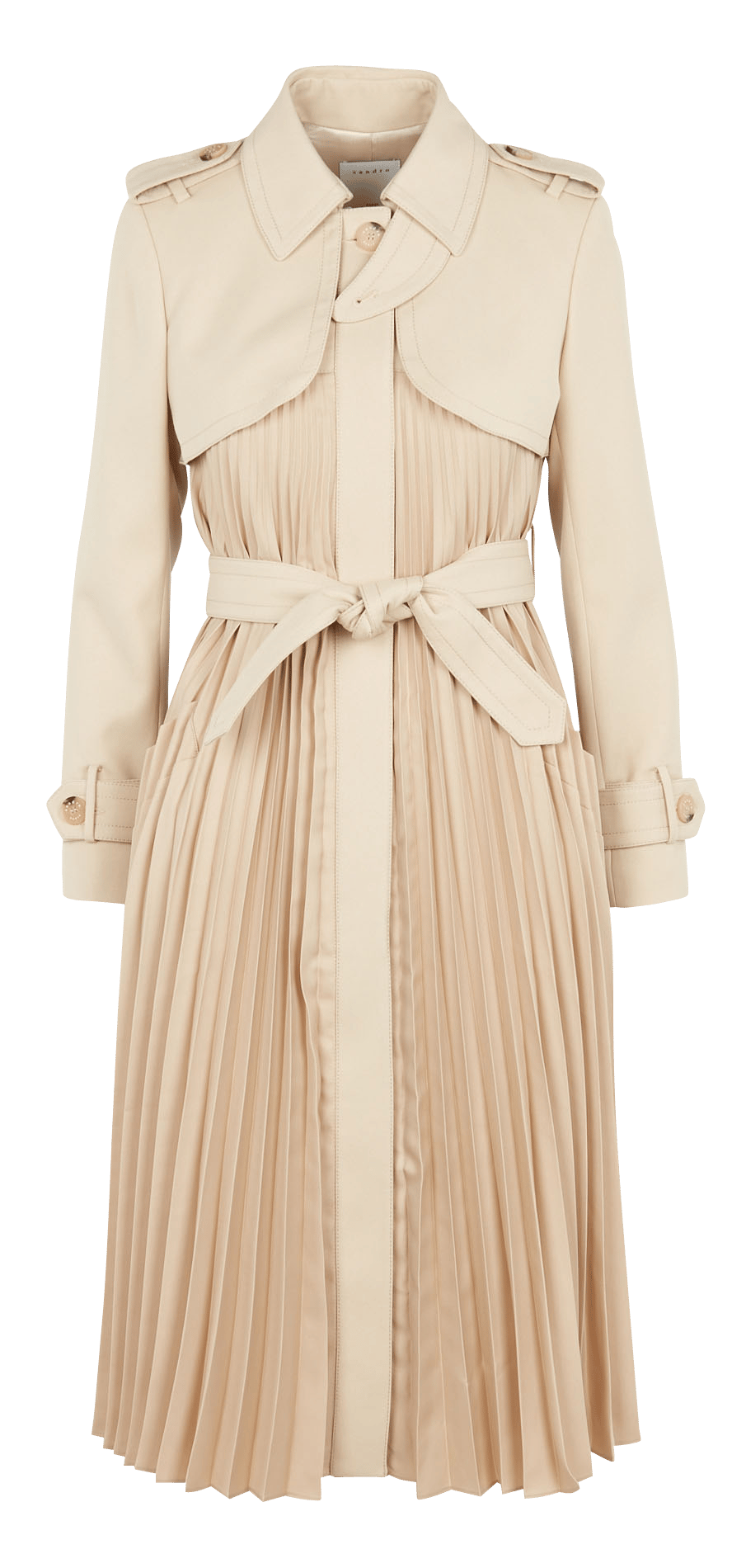 Gabardina Midi Plisada Sol Beige Sandro - Mujer | Place des Tendances