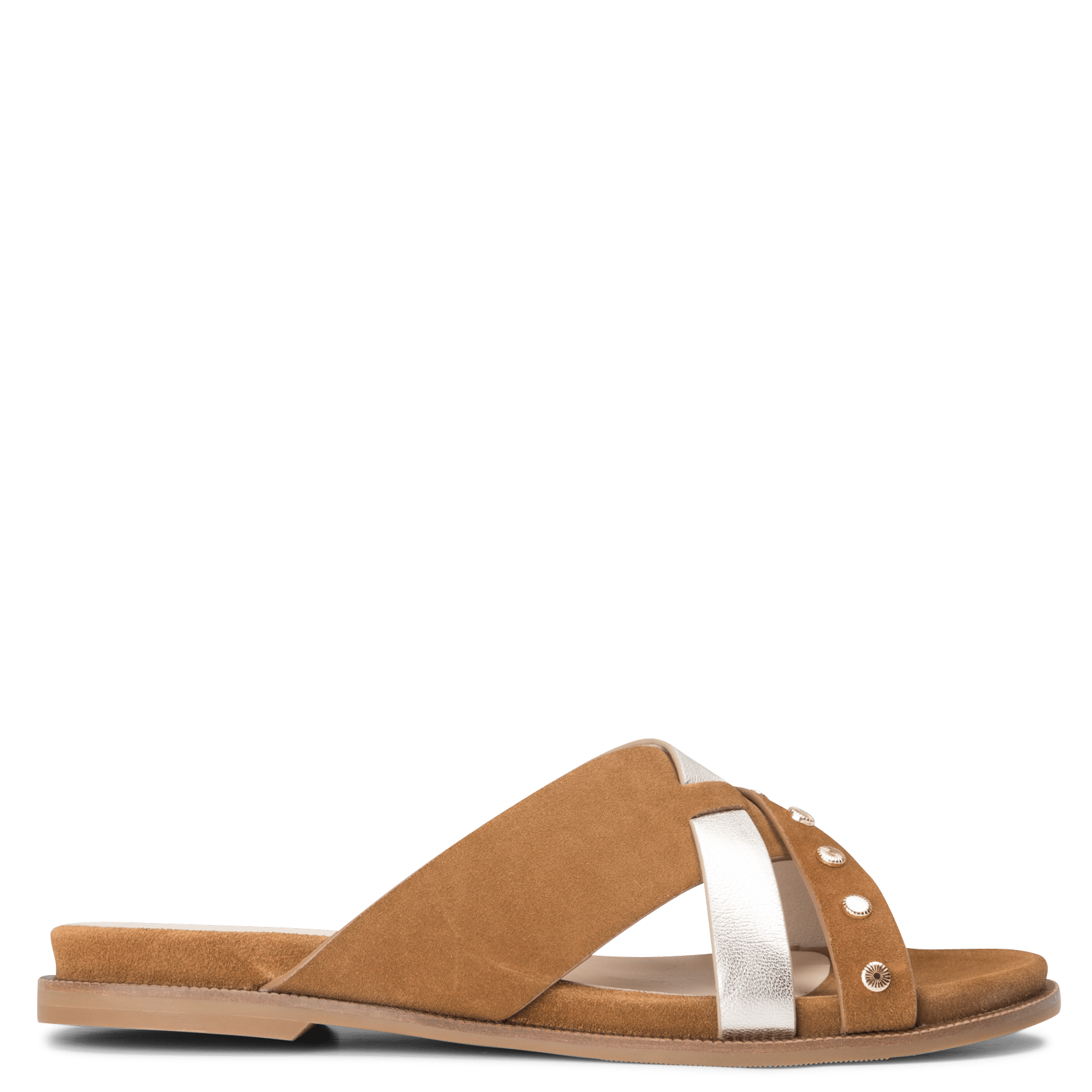 Mules De Piel Con Tachuelas Camel Schmoove - Mujer | Place des Tendances
