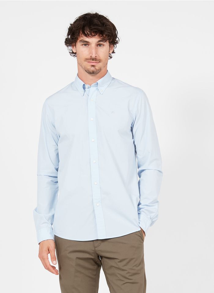 SCOTCH AND SODA Camisa bordada regular fit de algodón con cuello clásico en azul