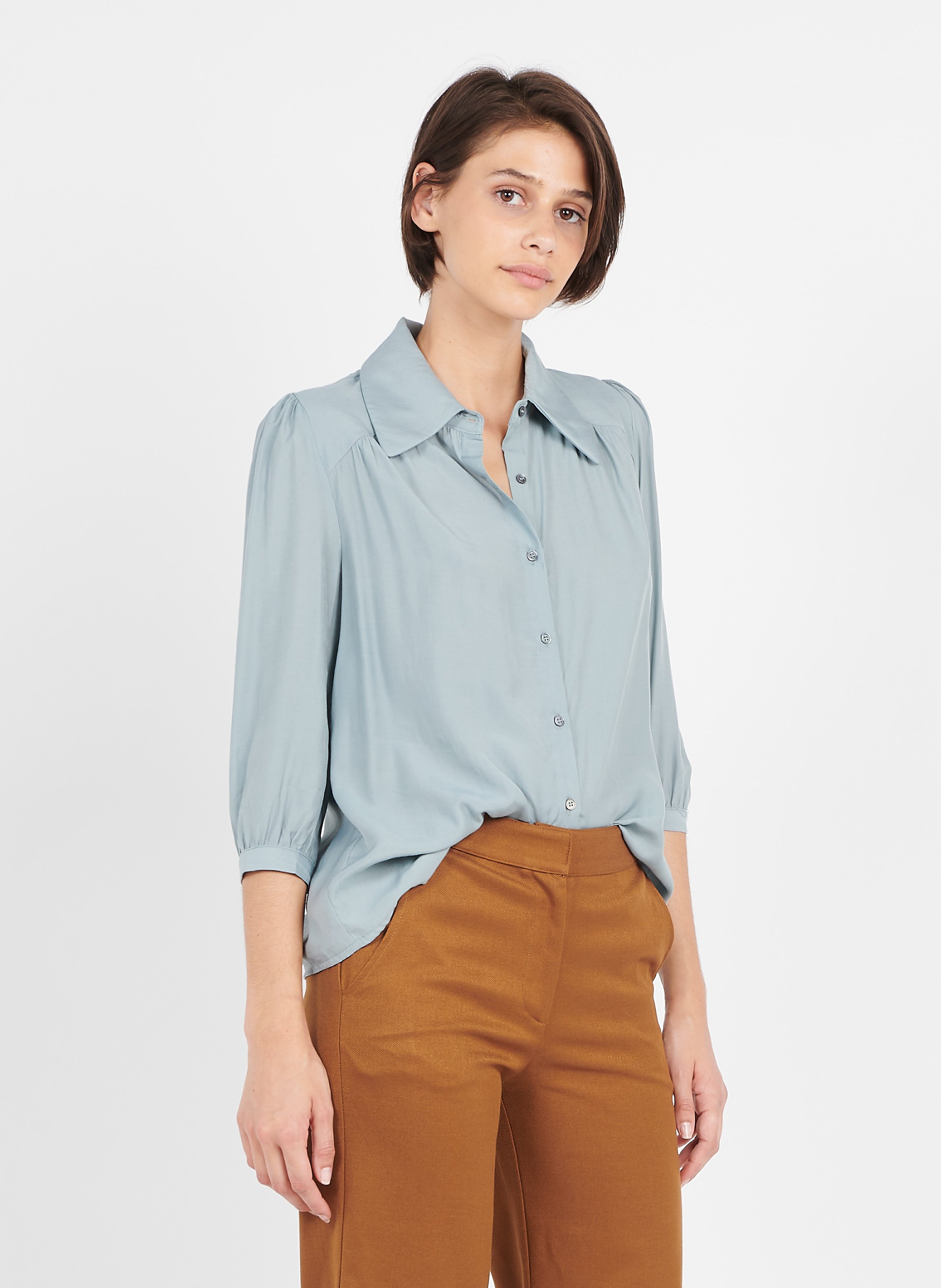 Con Cuello Clásico Blue See U Soon - | Place des Tendances