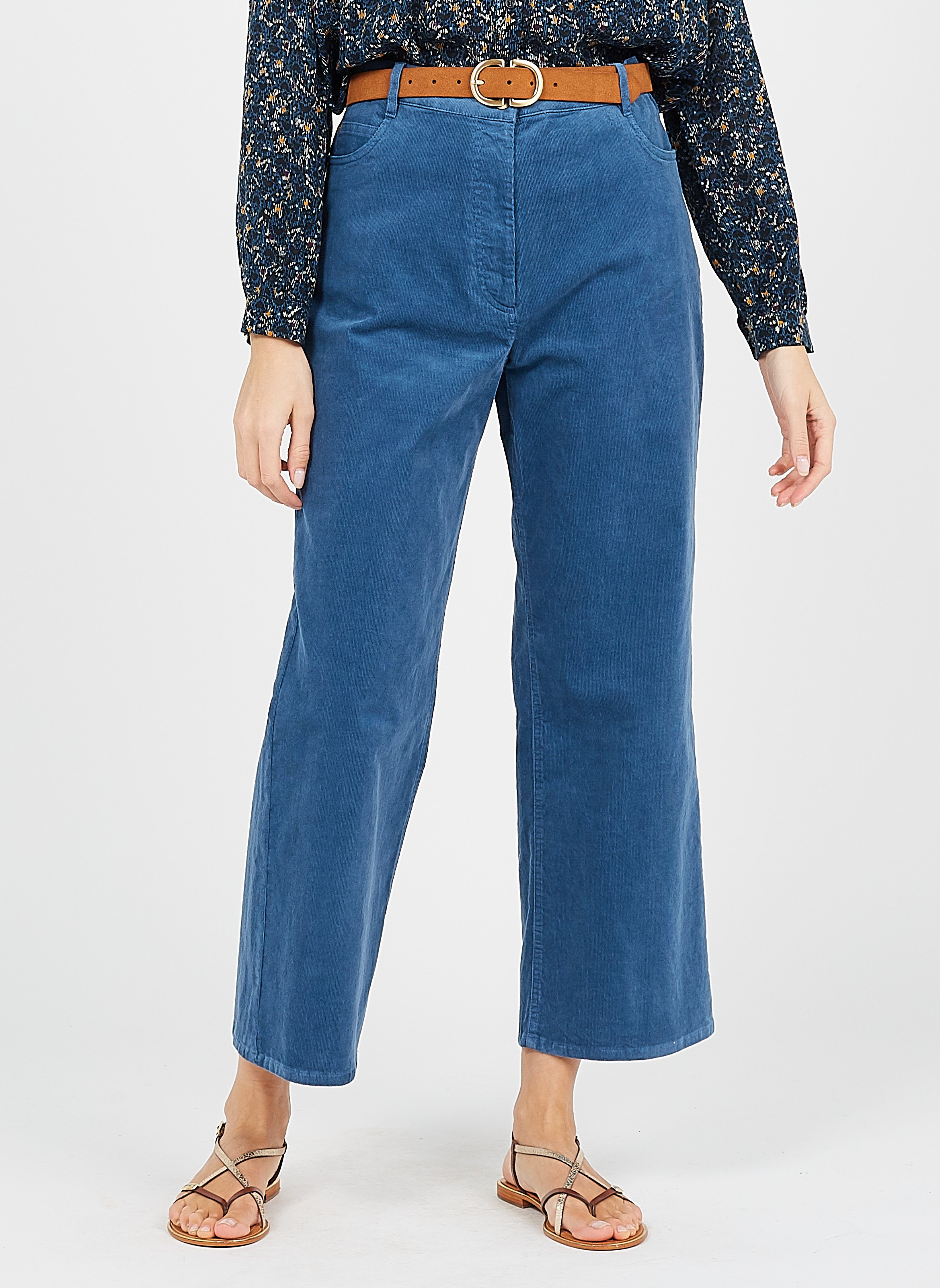 Pantalón De Pana Ancho Dusk Blue Sessun - Mujer | Place des Tendances