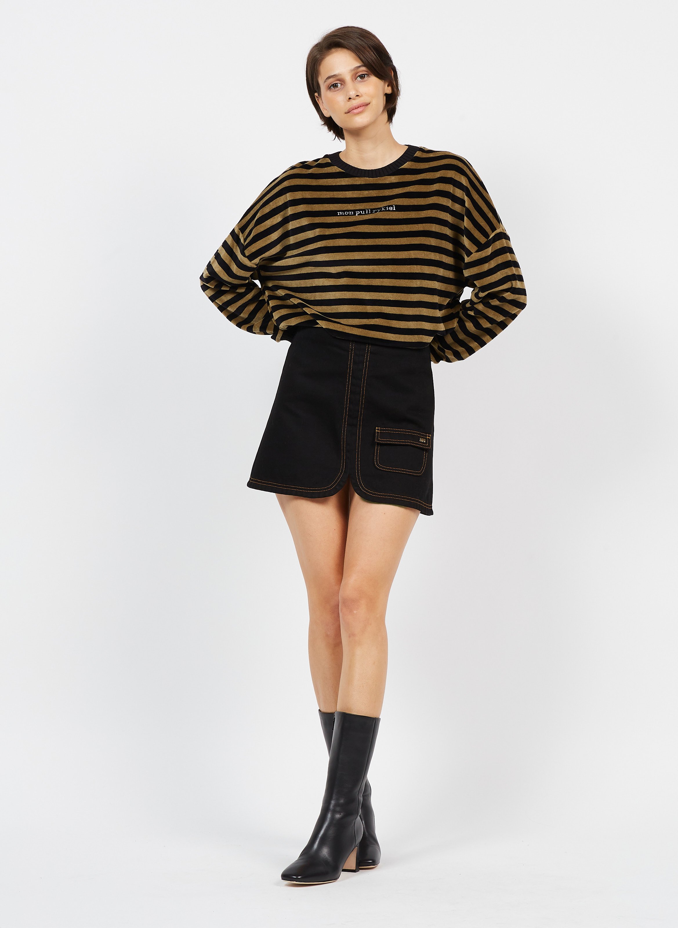 Botas De Piel Con Tacón Black Mi/mai - Mujer Place des