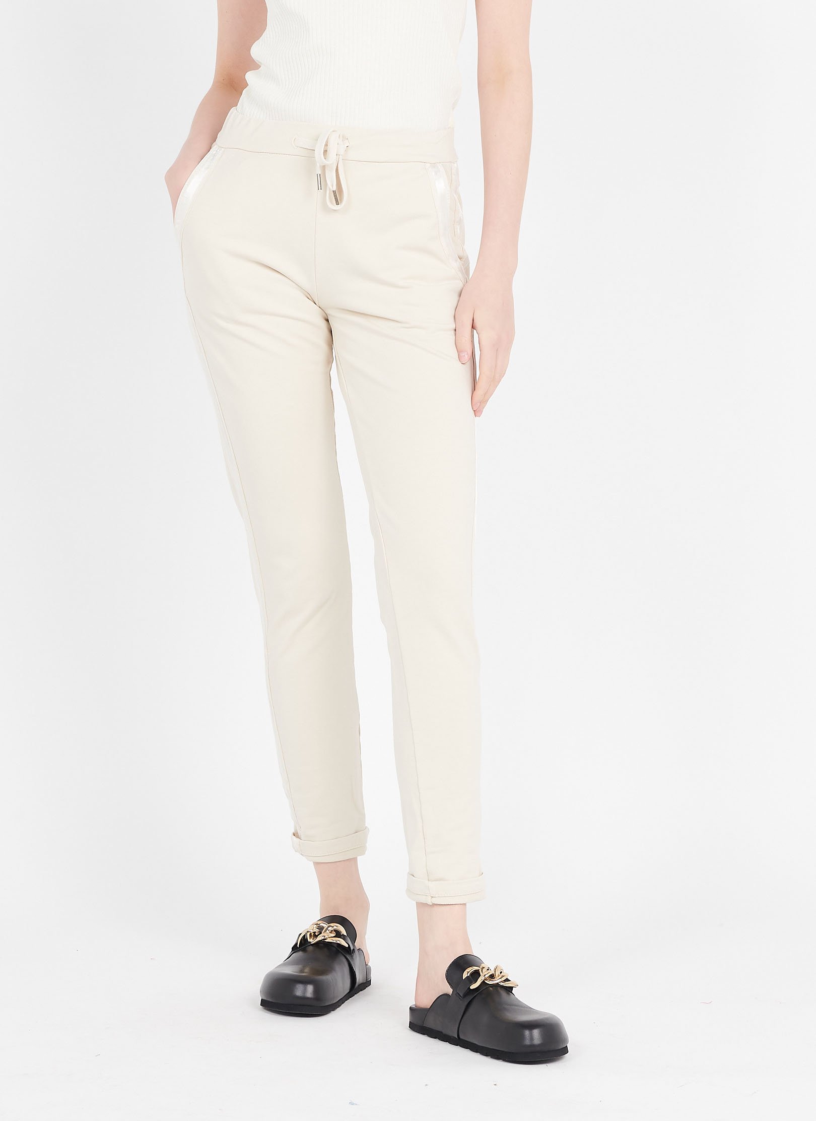 Pantalón De Jogging De Algodón Elástico Recto Craie Sud Express - Mujer |  Place des Tendances