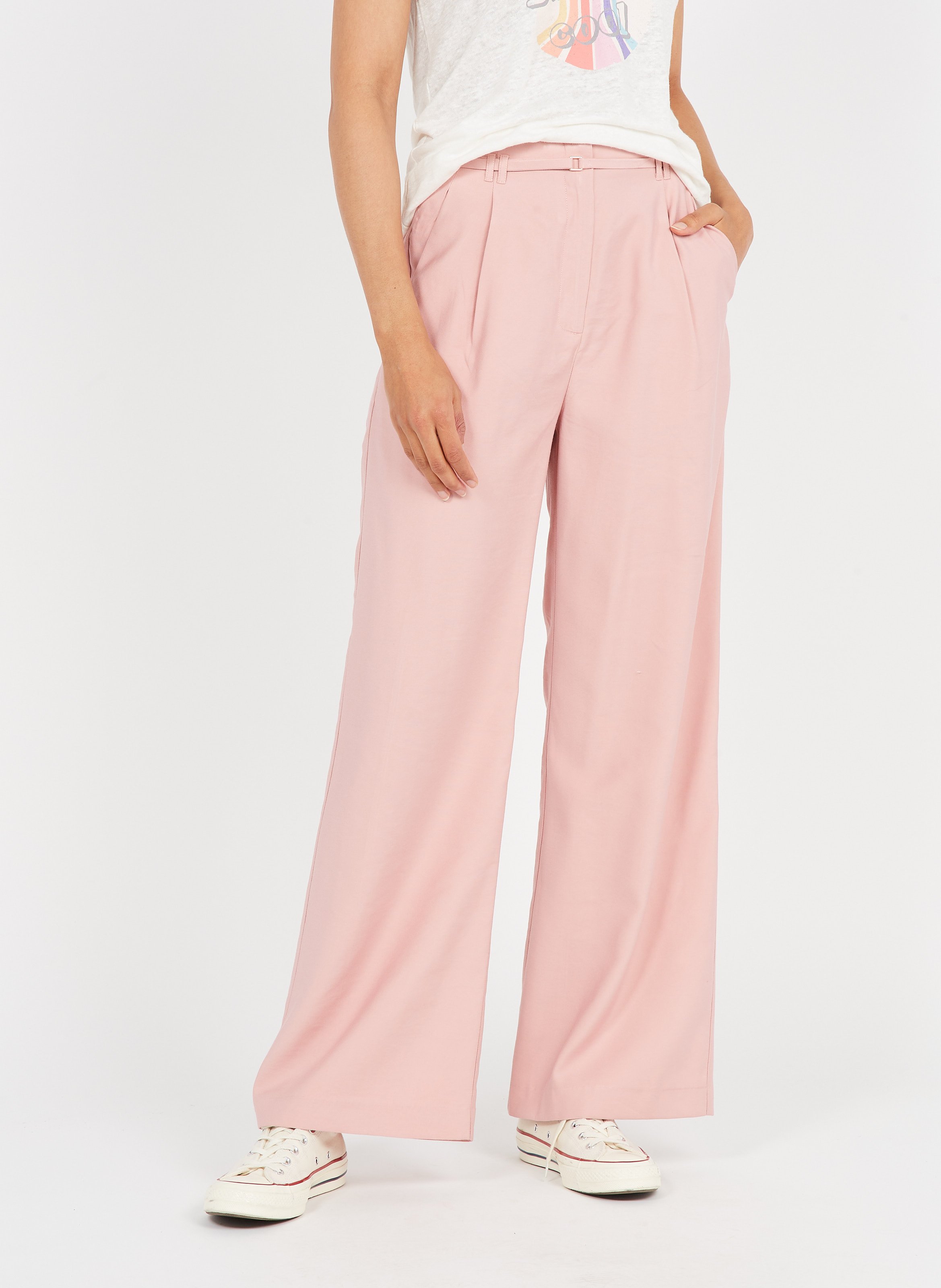 Pantalón Ancho De Talle Alto Rose Suncoo - Mujer | Place des Tendances