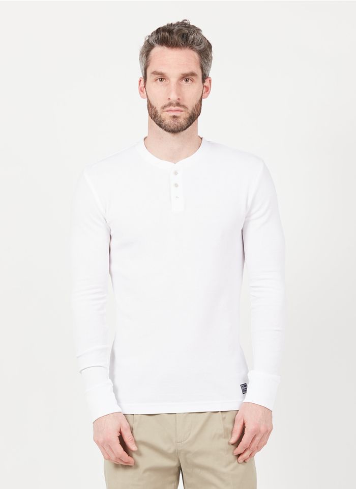 SUPERDRY Camiseta de algodón con cuello redondo en blanco