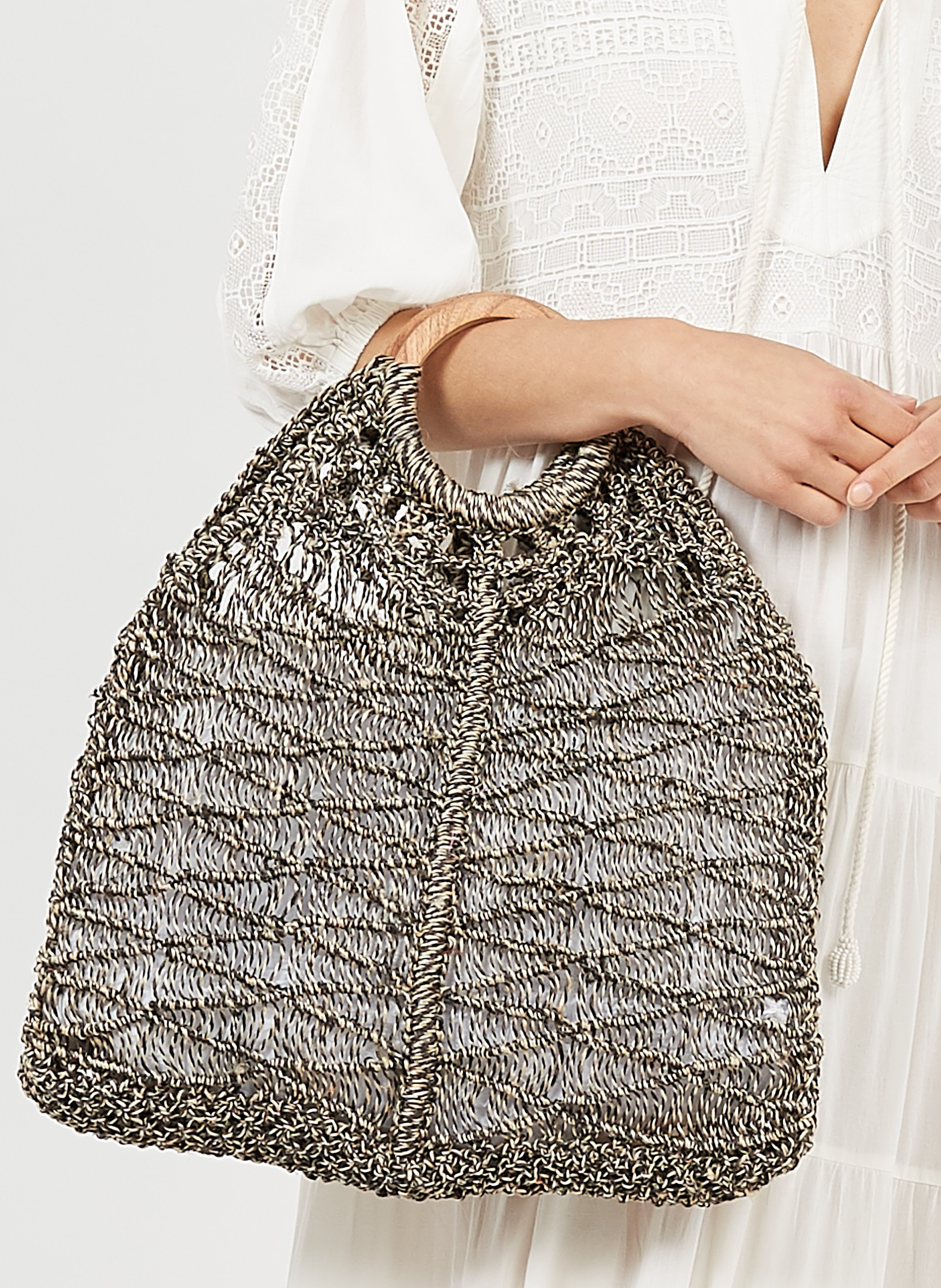 Bolso Shopper De Yute Trenzado Con Asas Redondas Twist Black The Jacksons -  Mujer | Place des Tendances