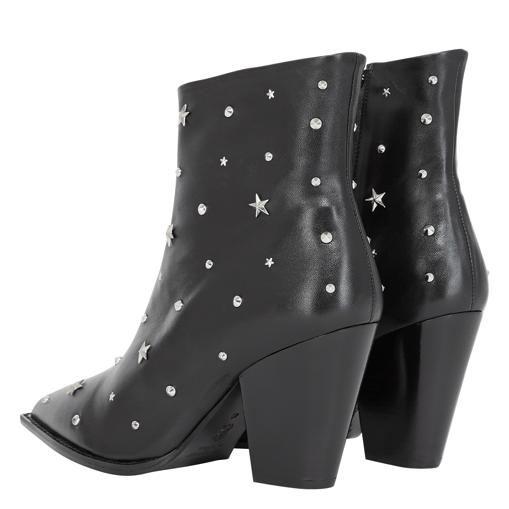Botines De Piel Con Tachuelas De Estrellas Black / Silver The Kooples -  Mujer | Place des Tendances