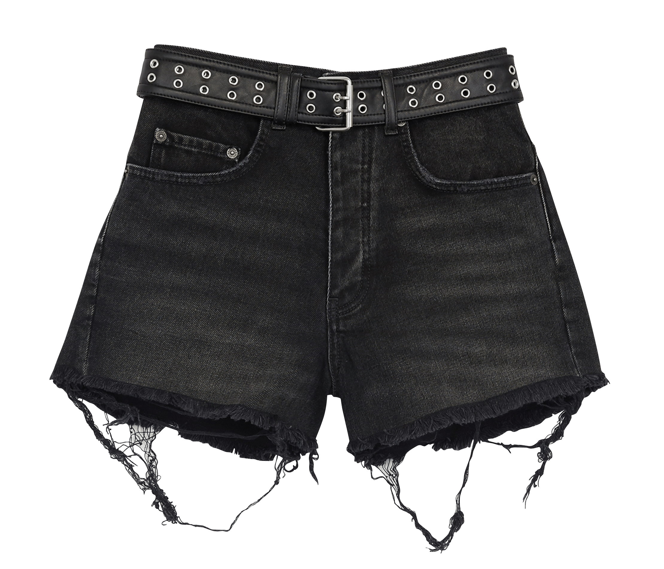Short Vaquero Deshilachado Con Cinturón Black The Kooples - Mujer | Place  des Tendances
