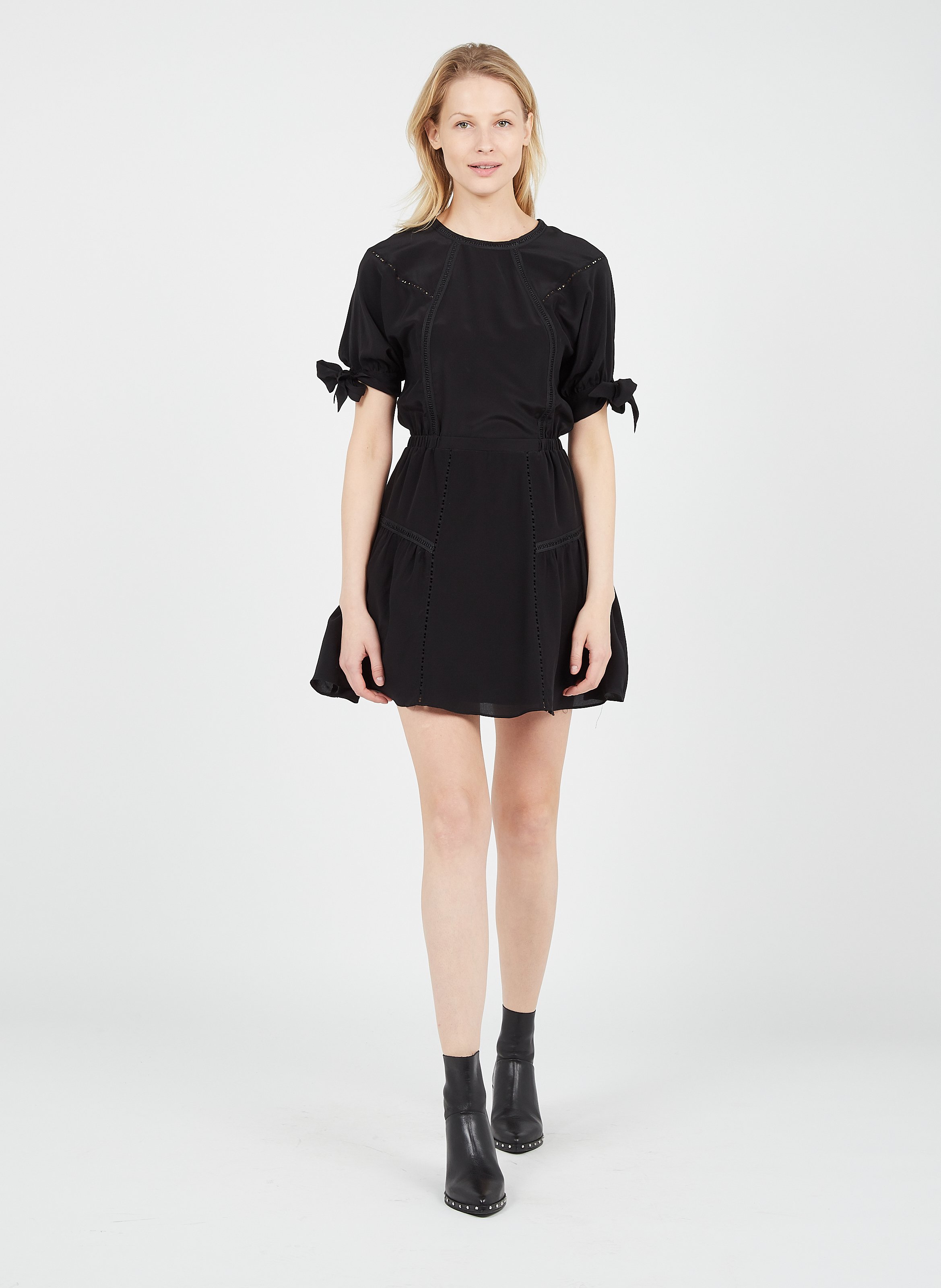 Vestido Corto Ajustado De Seda Black The Kooples - Mujer | Place des  Tendances
