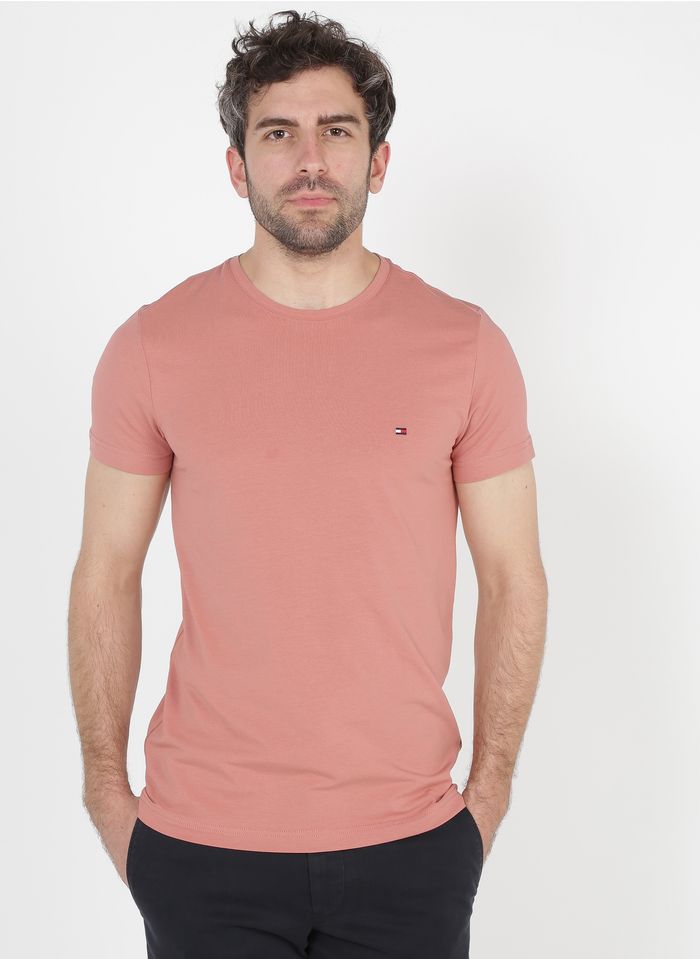 TOMMY HILFIGER Camiseta slim fit de algodón orgánico con cuello redondo en naranja