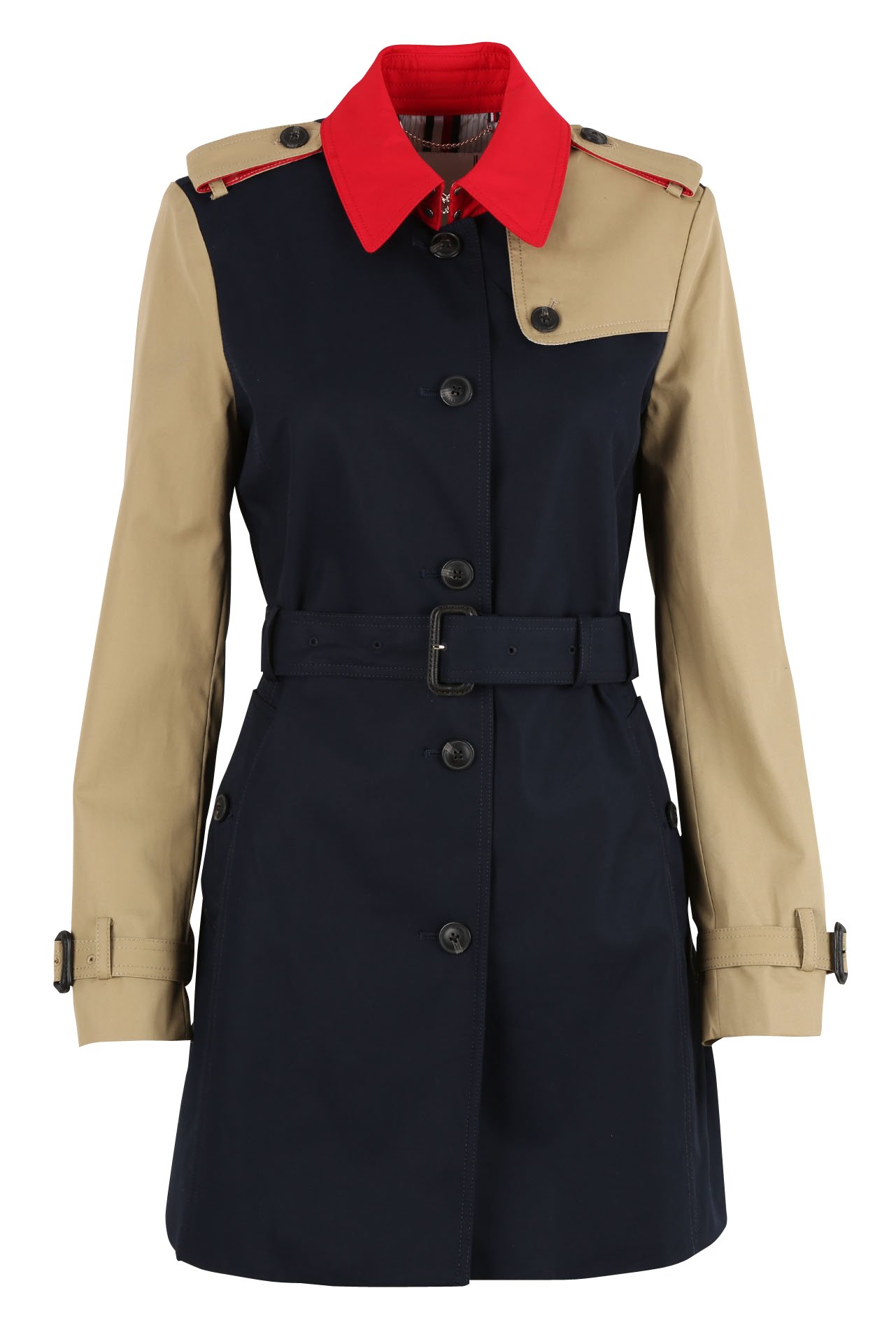 Gabardina De Mezcla De Algodón Orgánico Con Cuello Clásico Blue Tommy Hilfiger - Mujer | Place tommy hilfiger gabardina mujer