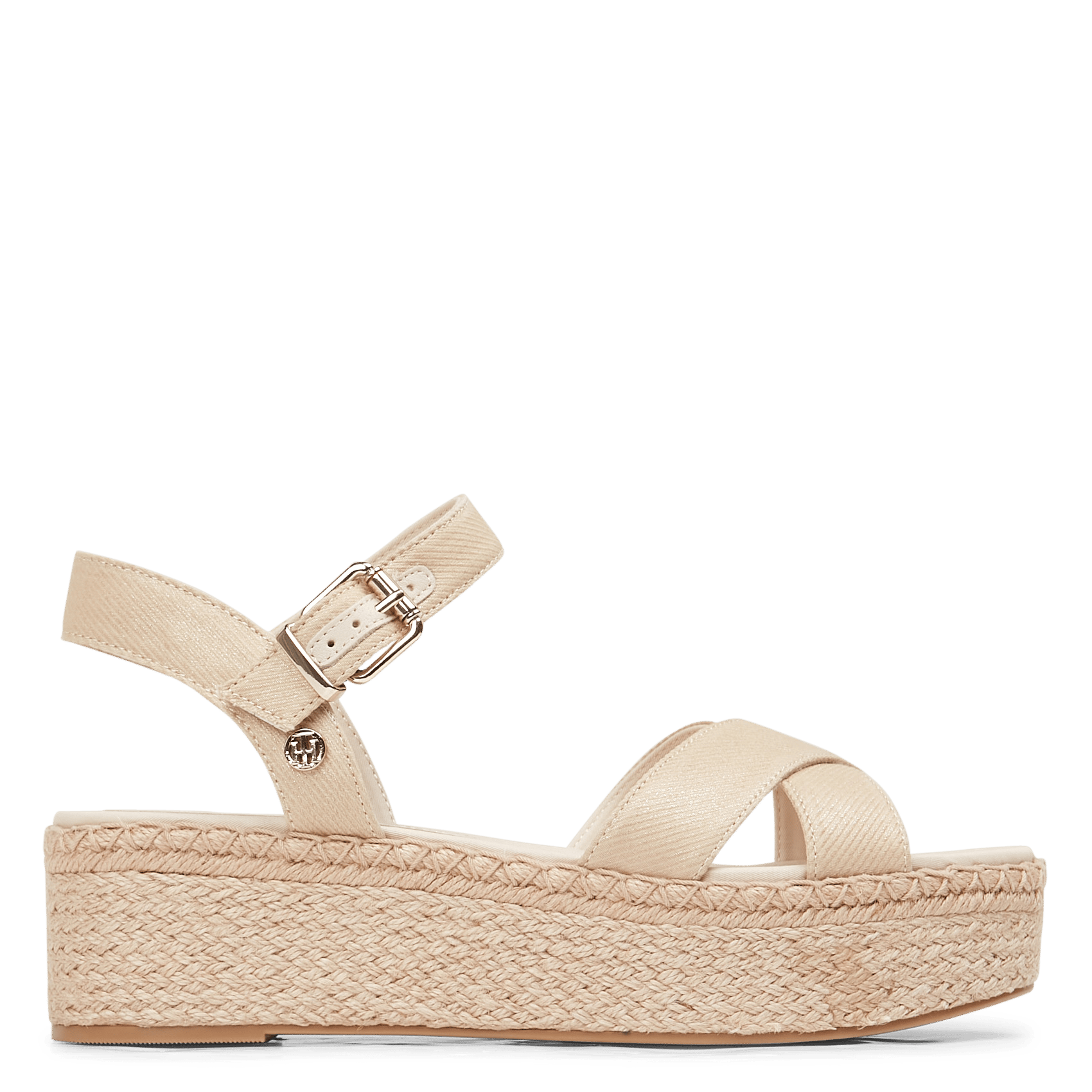 Sandalias Altas De Algodón Con Cuña Light Gold Tommy Hilfiger - Mujer |  Place des Tendances