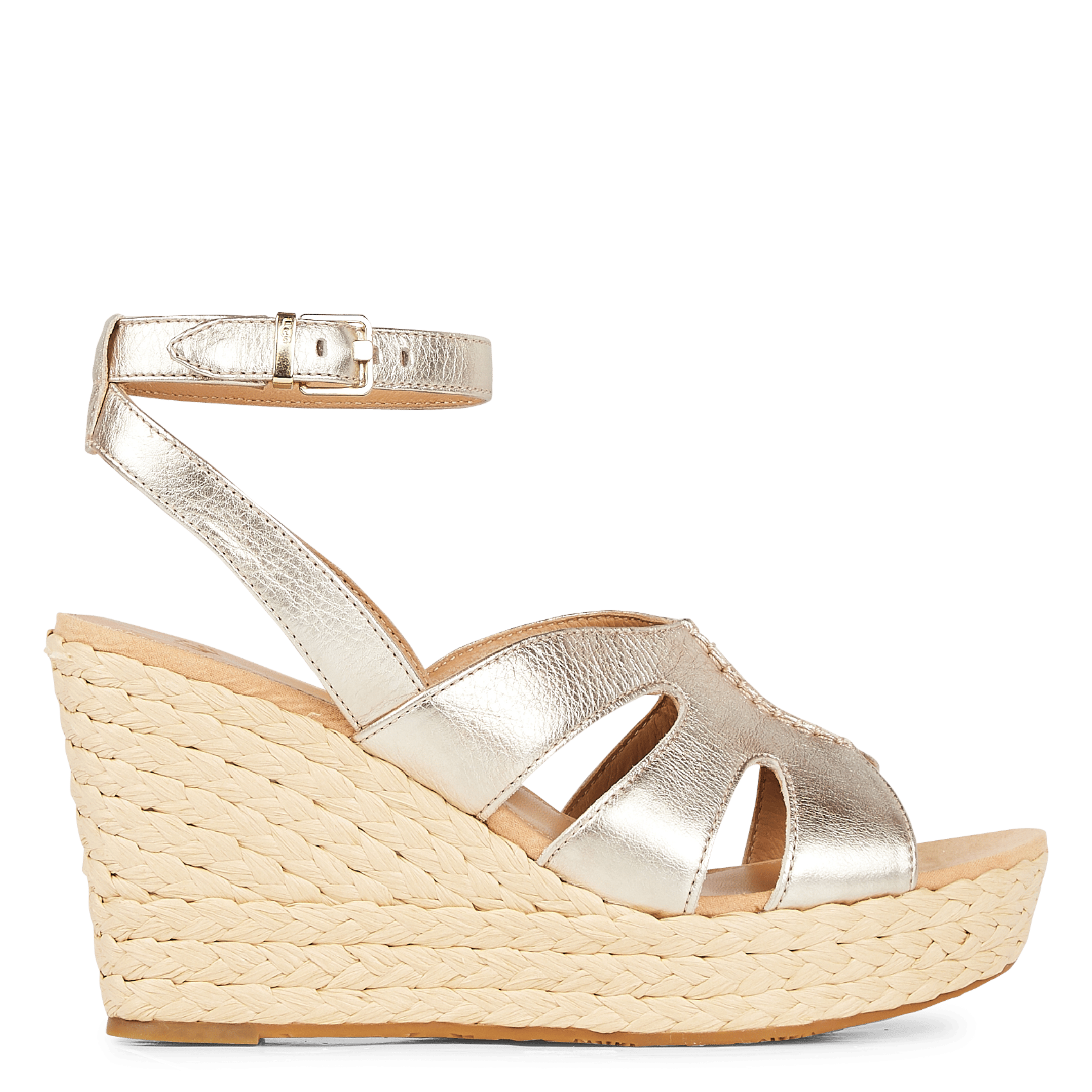 Alpargatas De Piel Con Cuña Pale Gold Metallic Ugg - Mujer | Place des  Tendances