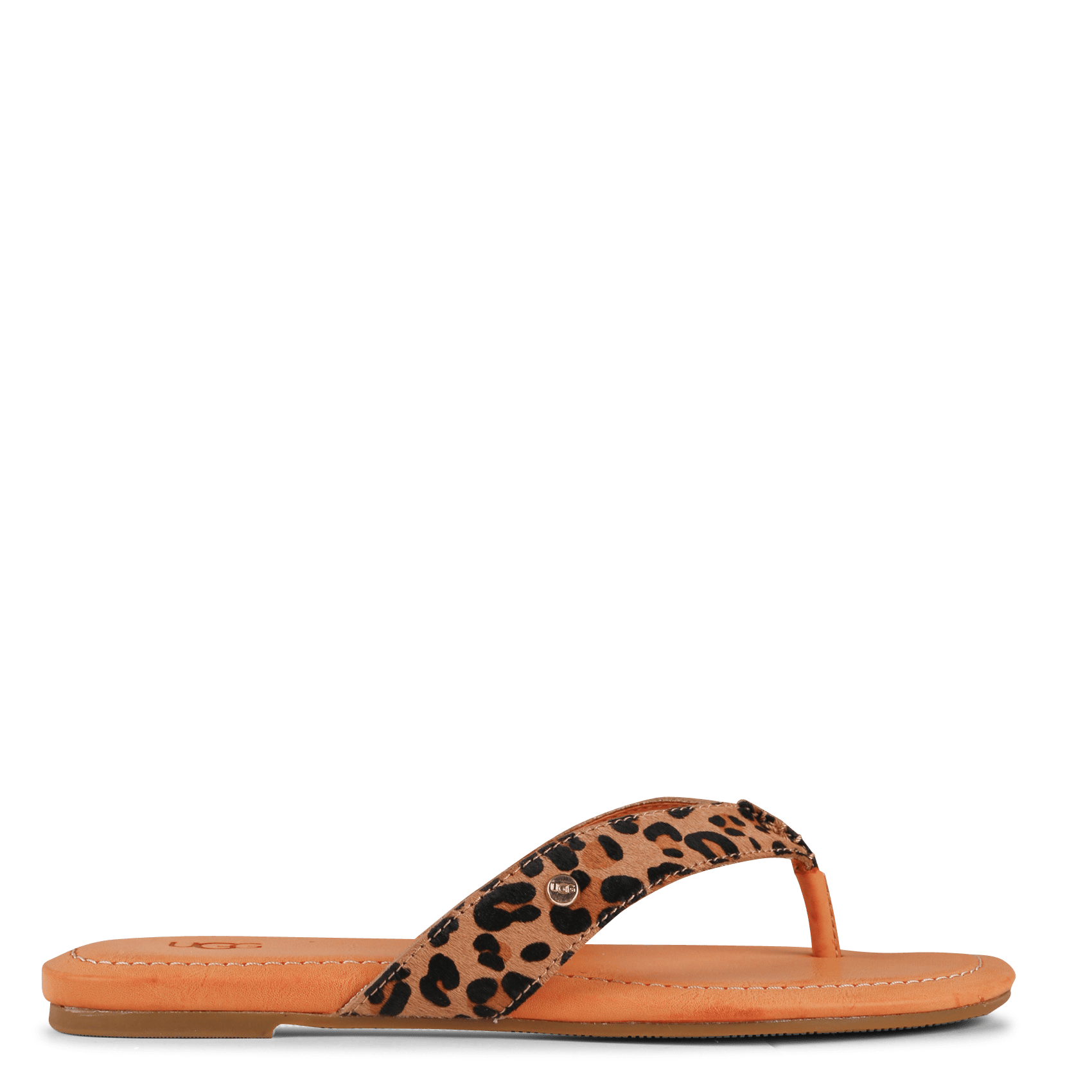 Sandalias Planas De Piel Con Estampado De Leopardo Tan Ugg - Mujer | Place  des Tendances