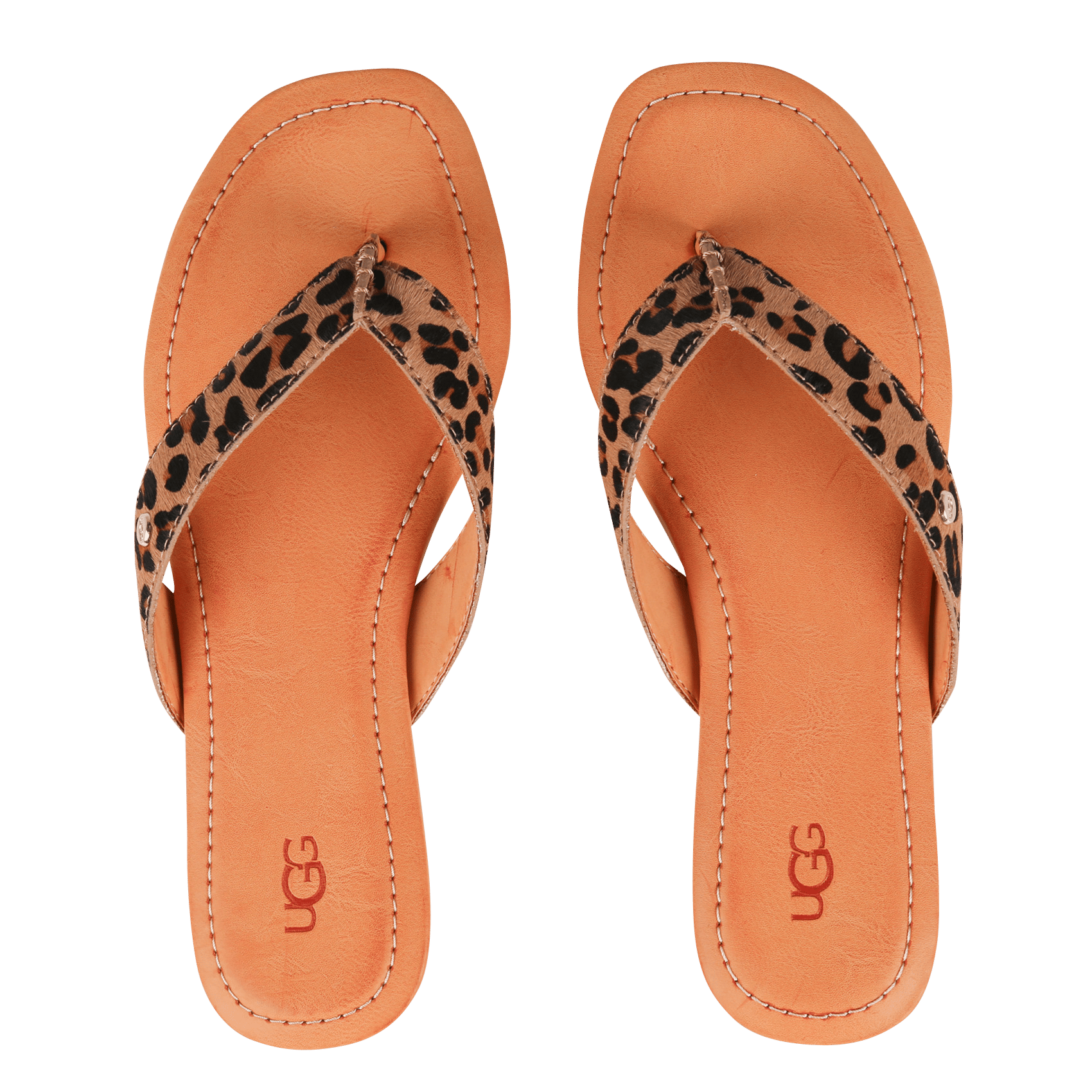 Sandalias Planas De Piel Con Estampado De Leopardo Tan Ugg - Mujer | Place  des Tendances