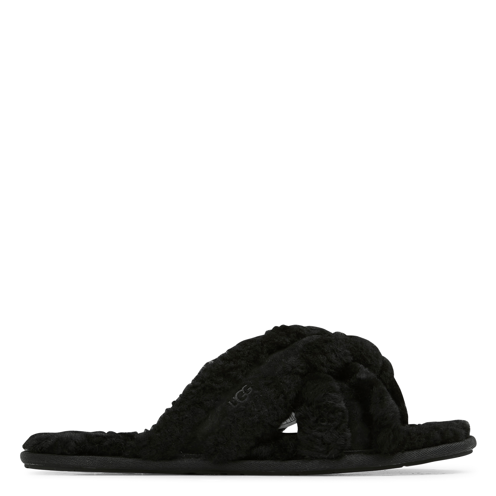 Zapatillas De Casa De Piel Y Pelo Black Ugg - Mujer | Place des Tendances