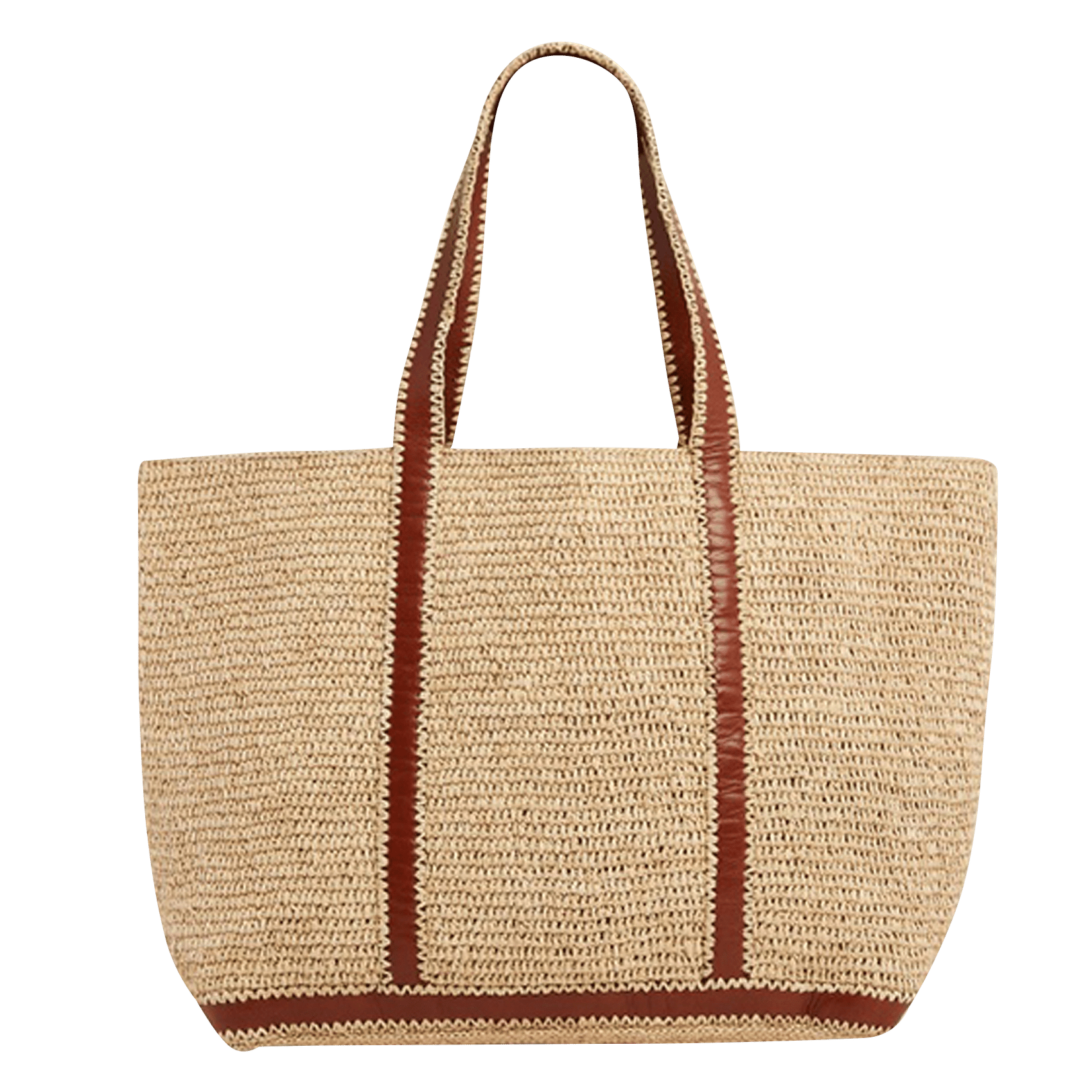 Bolso Shopper De Rafia Y Piel Cognac Vanessa Bruno - Mujer | Place des  Tendances