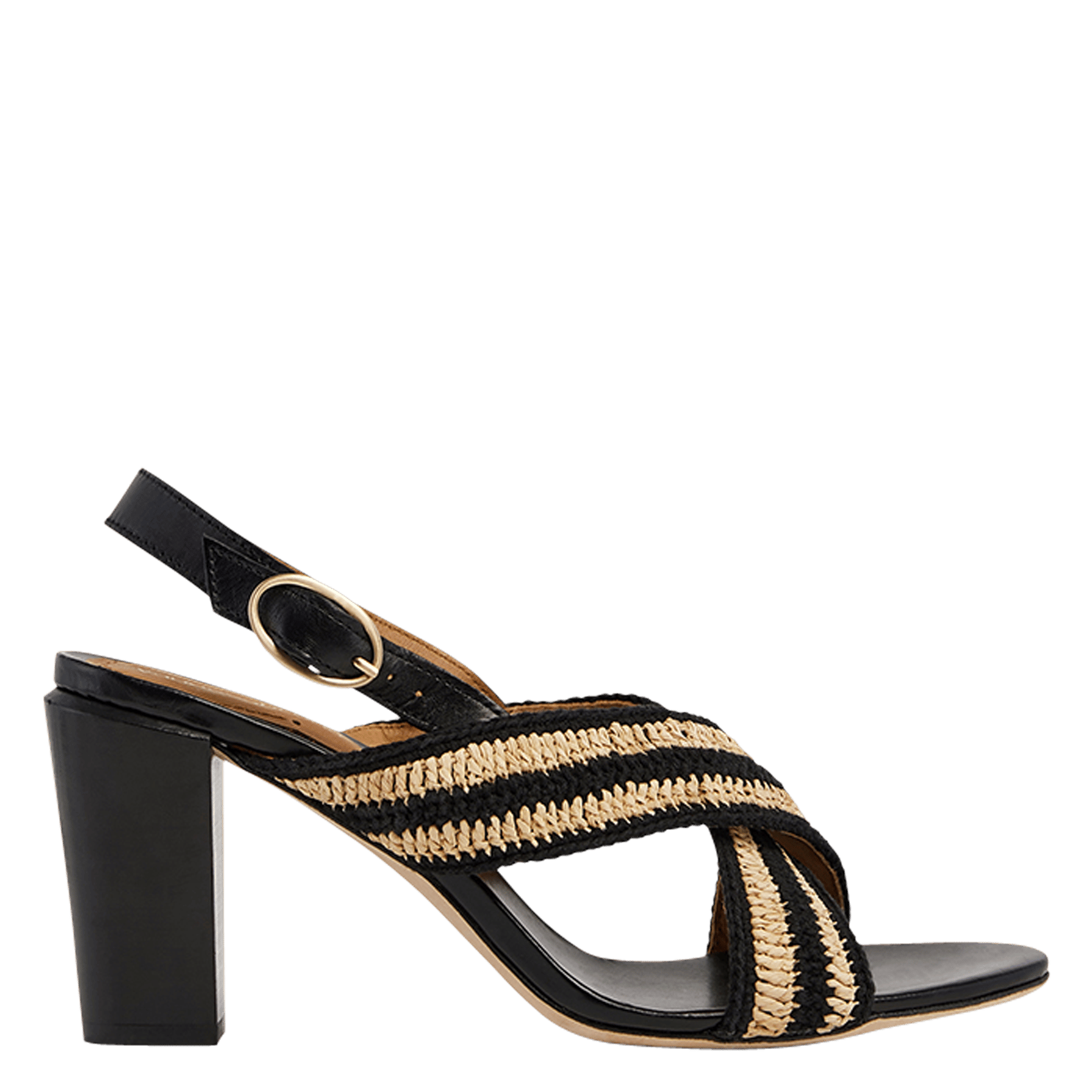 Sandalias De Tacón De Piel Y Rafia Noir Vanessa Bruno - Mujer | Place des  Tendances