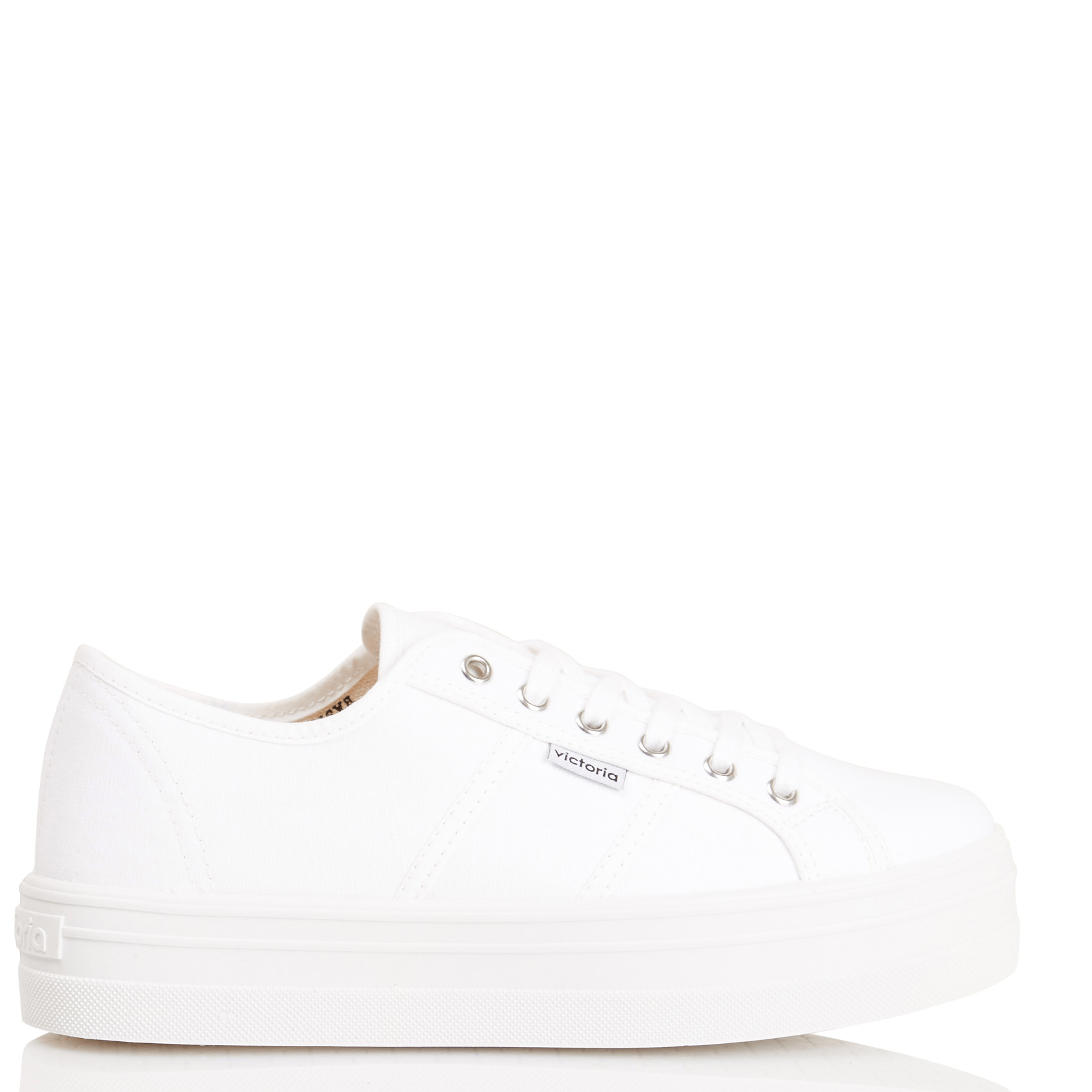 Zapatillas Bajas De Tela De Algodón Con Plataforma Blanco Victoria - Mujer  | Place des Tendances