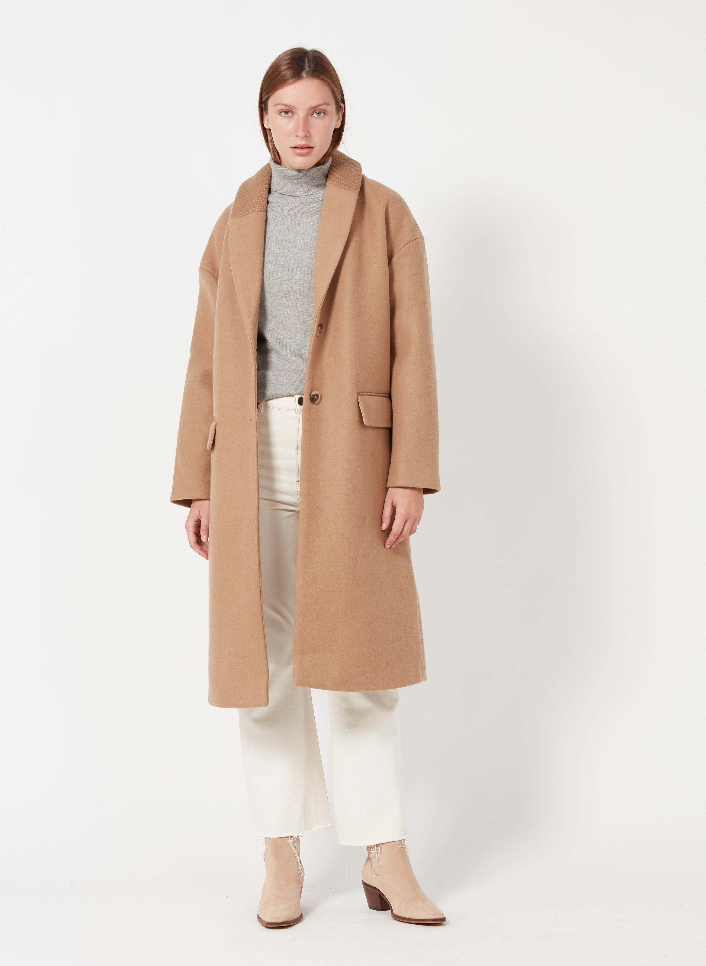 Abrigo De Mezcla De Lana Con Cuello Chal Tigers Eye Vila - Mujer | Place  des Tendances
