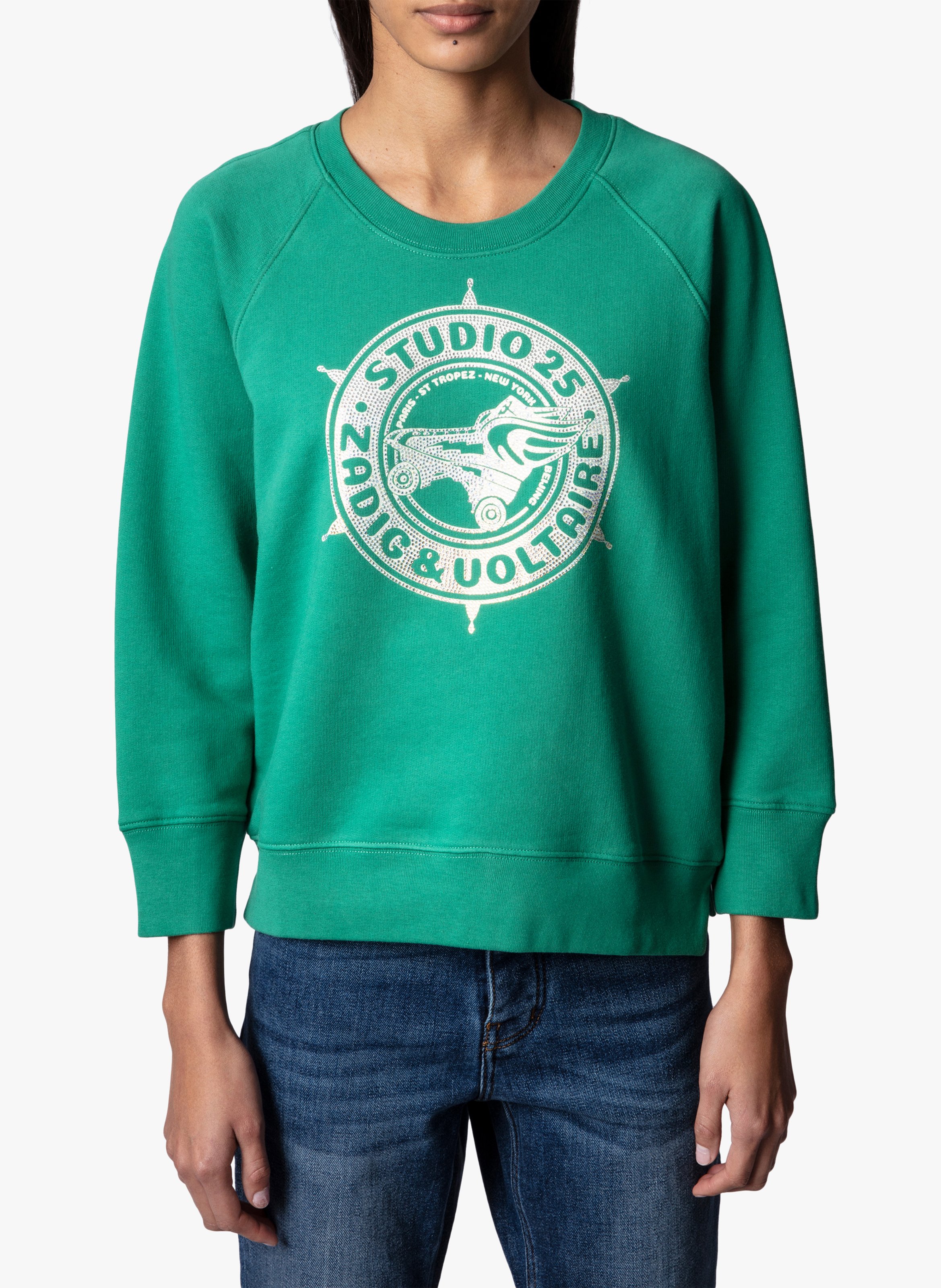 Sudadera Serigrafiada De Algodón Con Cuello Redondo Irish Zadig\u0026voltaire -  Mujer | Place des Tendances