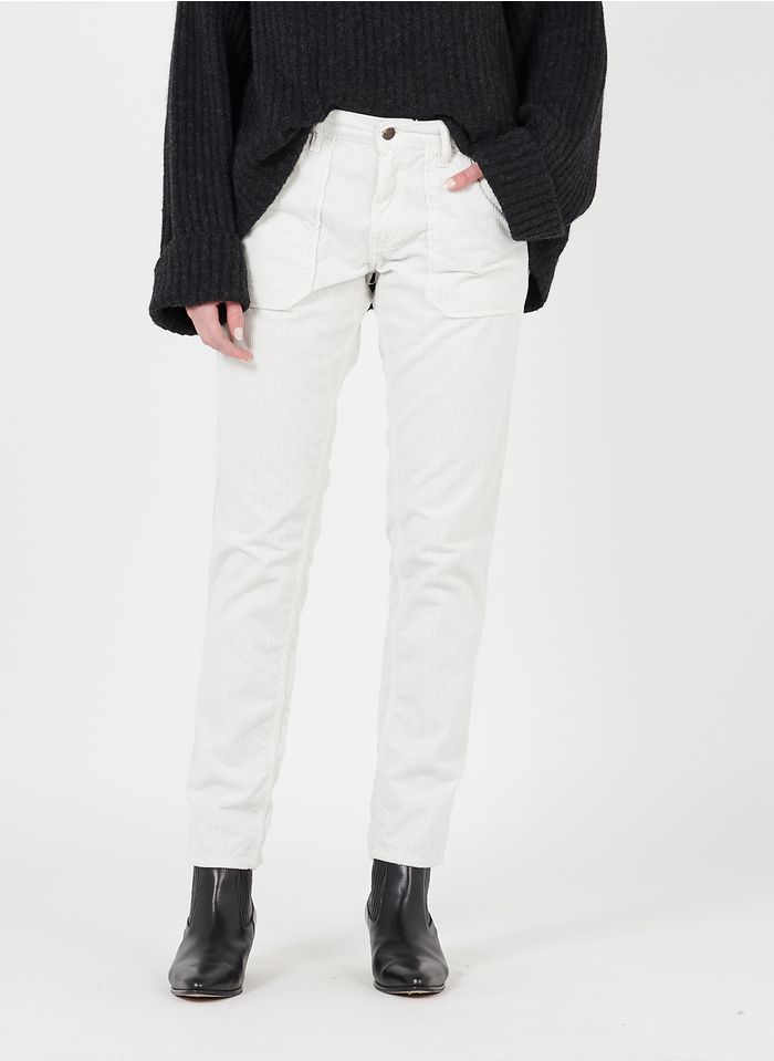 ACQUAVERDE Pantalon slim en velours côtelé Blanc