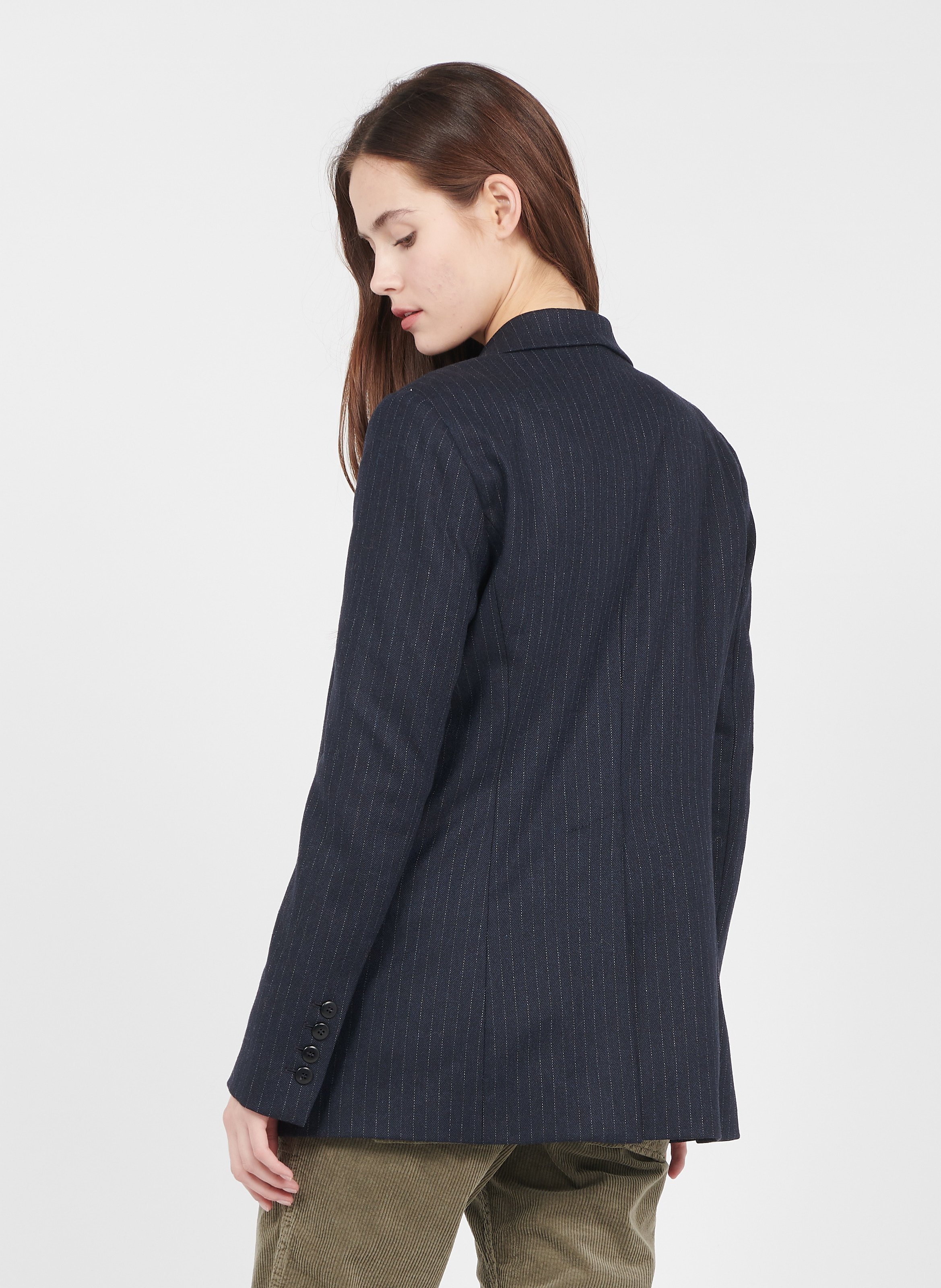 Veste Col Tailleur à Rayures Navy Stripes Acquaverde - Femme | Place des  Tendances