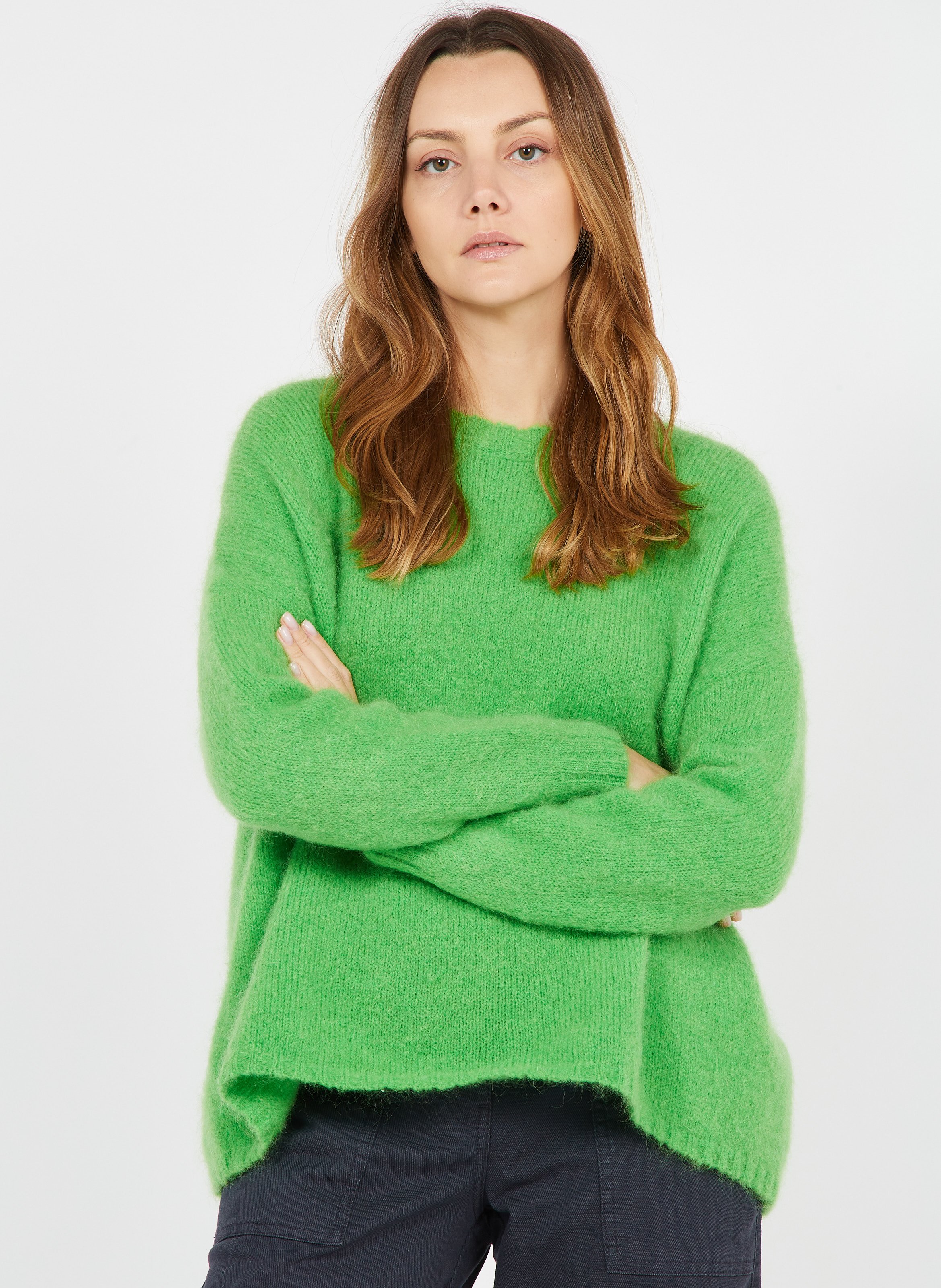 Pull sans manches en kid mohair ecru 2391