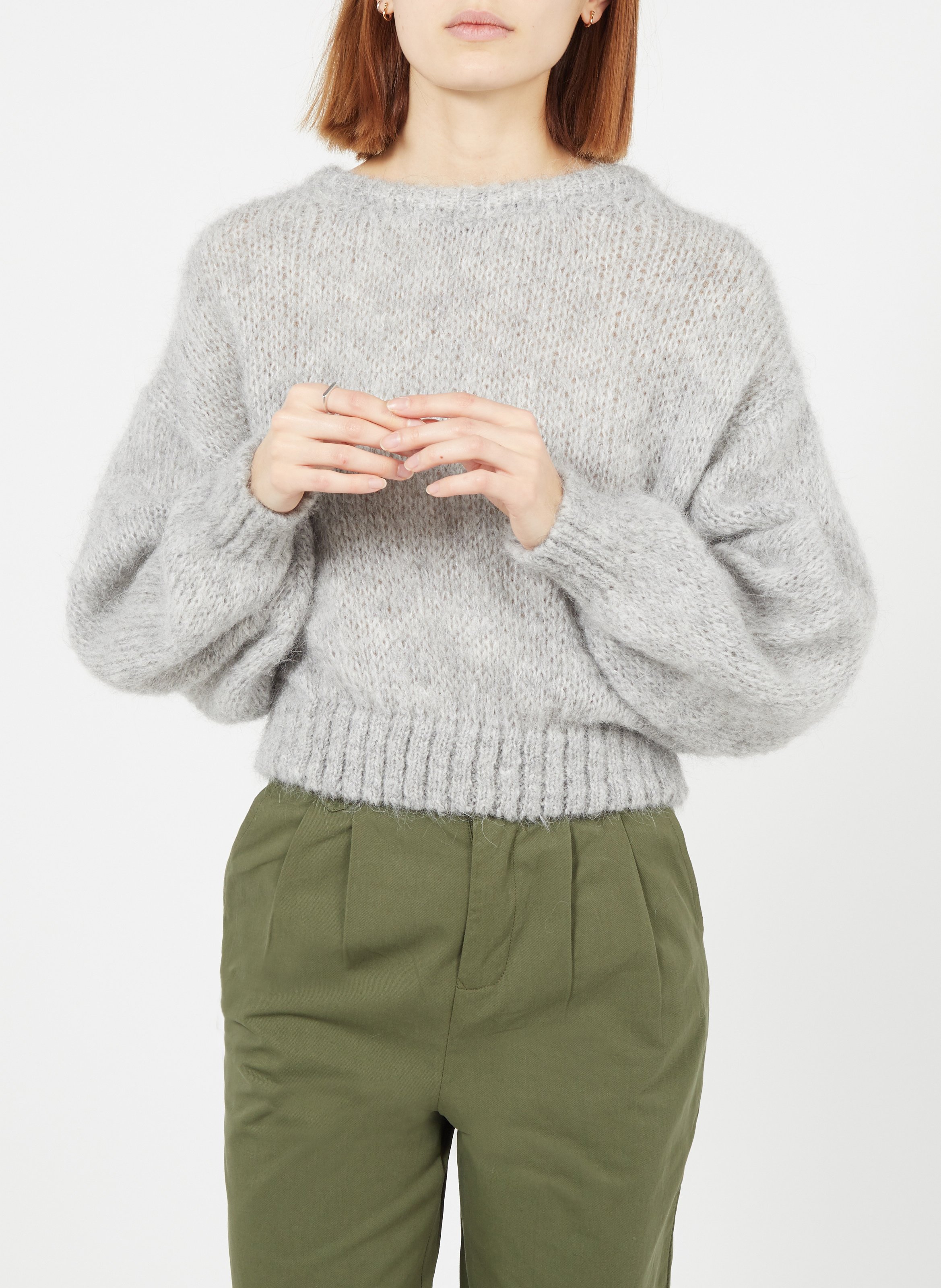 pull en laine gris femme