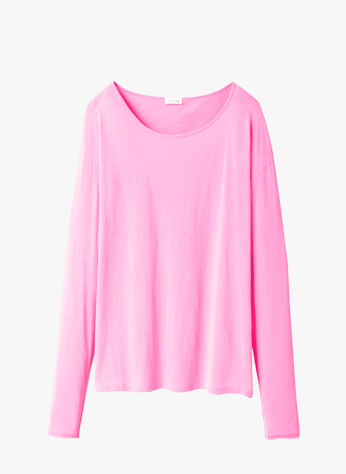 T-shirt col v poche poitrine Creeks rose corail femme