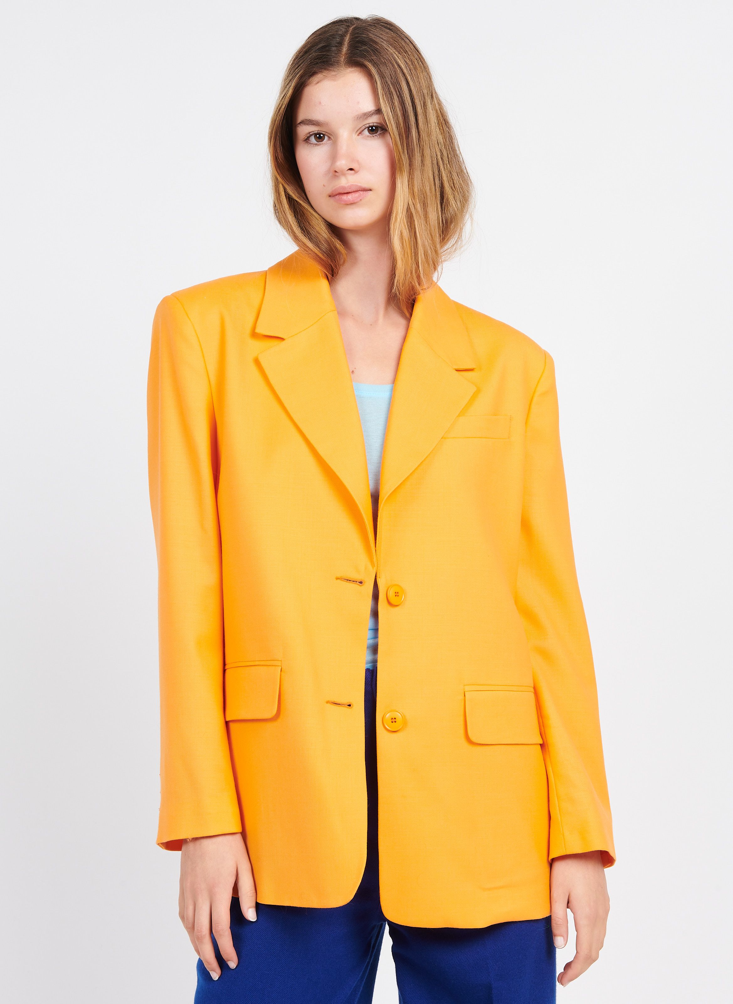 Femme Vestes Blazer long en laine et soie melangees ROKSANDA en coloris Orange 
