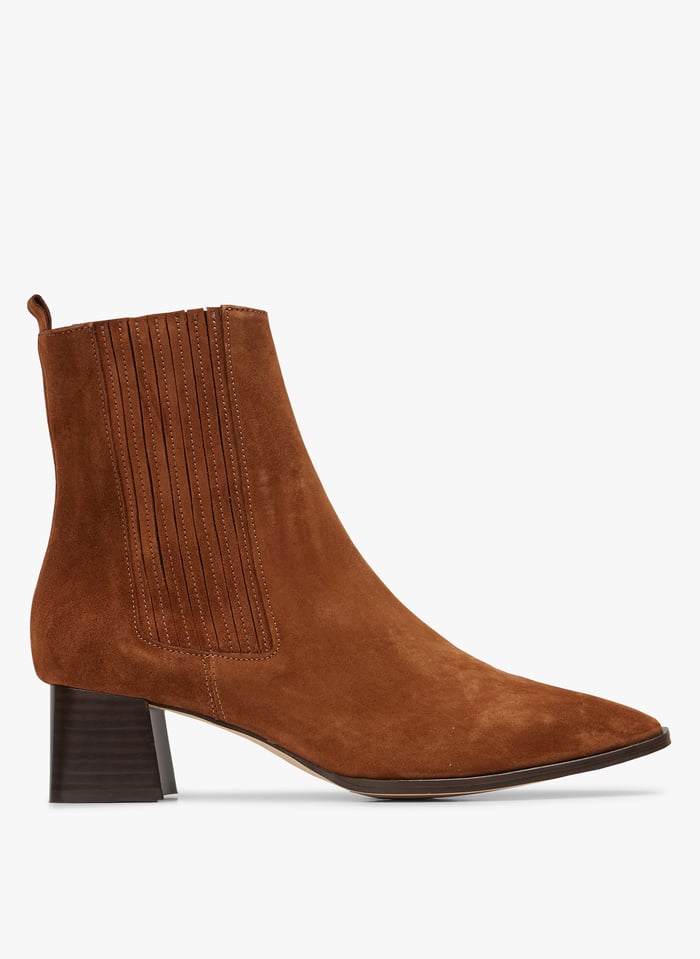 Bottines talon en cuir Marron